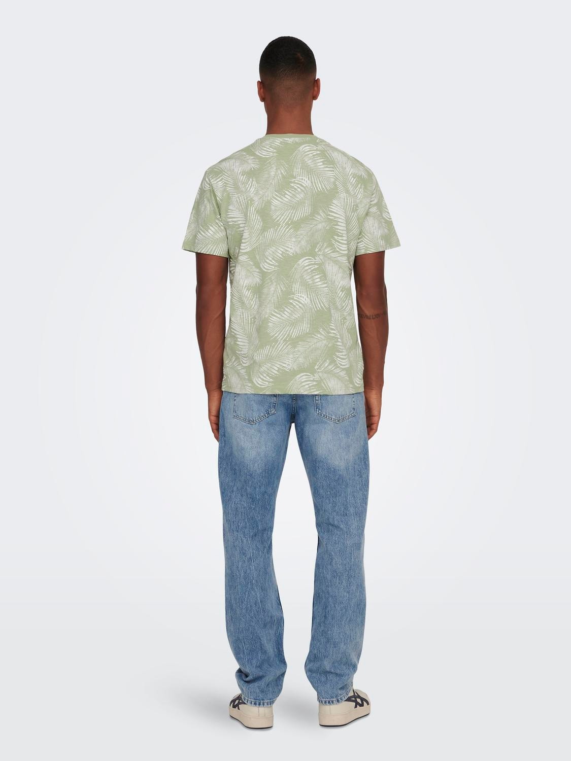 ONLY & SONS O-neck t-shirt with print -Swamp - 22025283