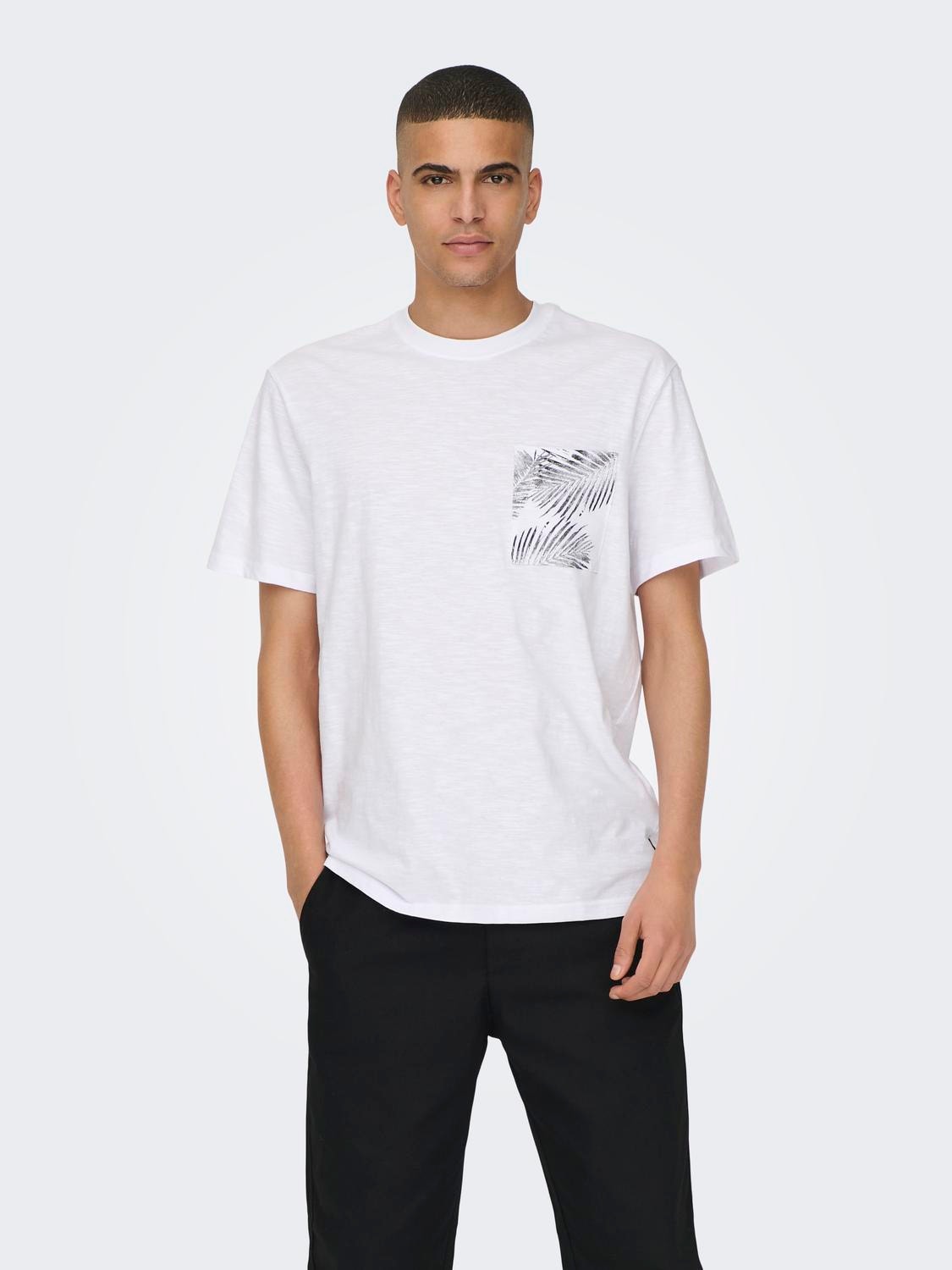 ONLY & SONS Regular Fit O-Neck T-Shirt -Bright White - 22025286
