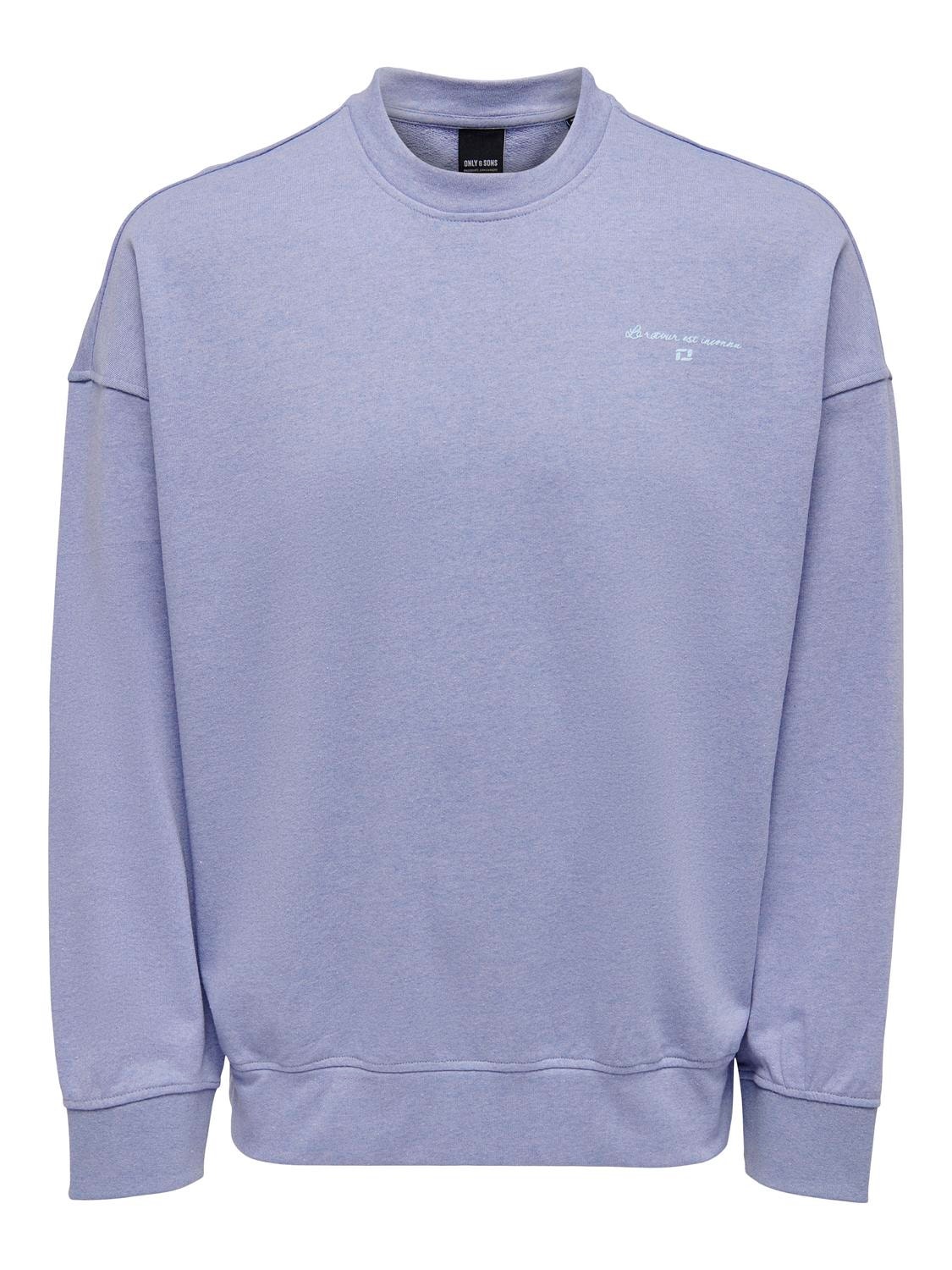 ONLY & SONS Sweat-shirt Relaxed Fit Col ras du cou Épaules tombantes -Jacaranda - 22025298