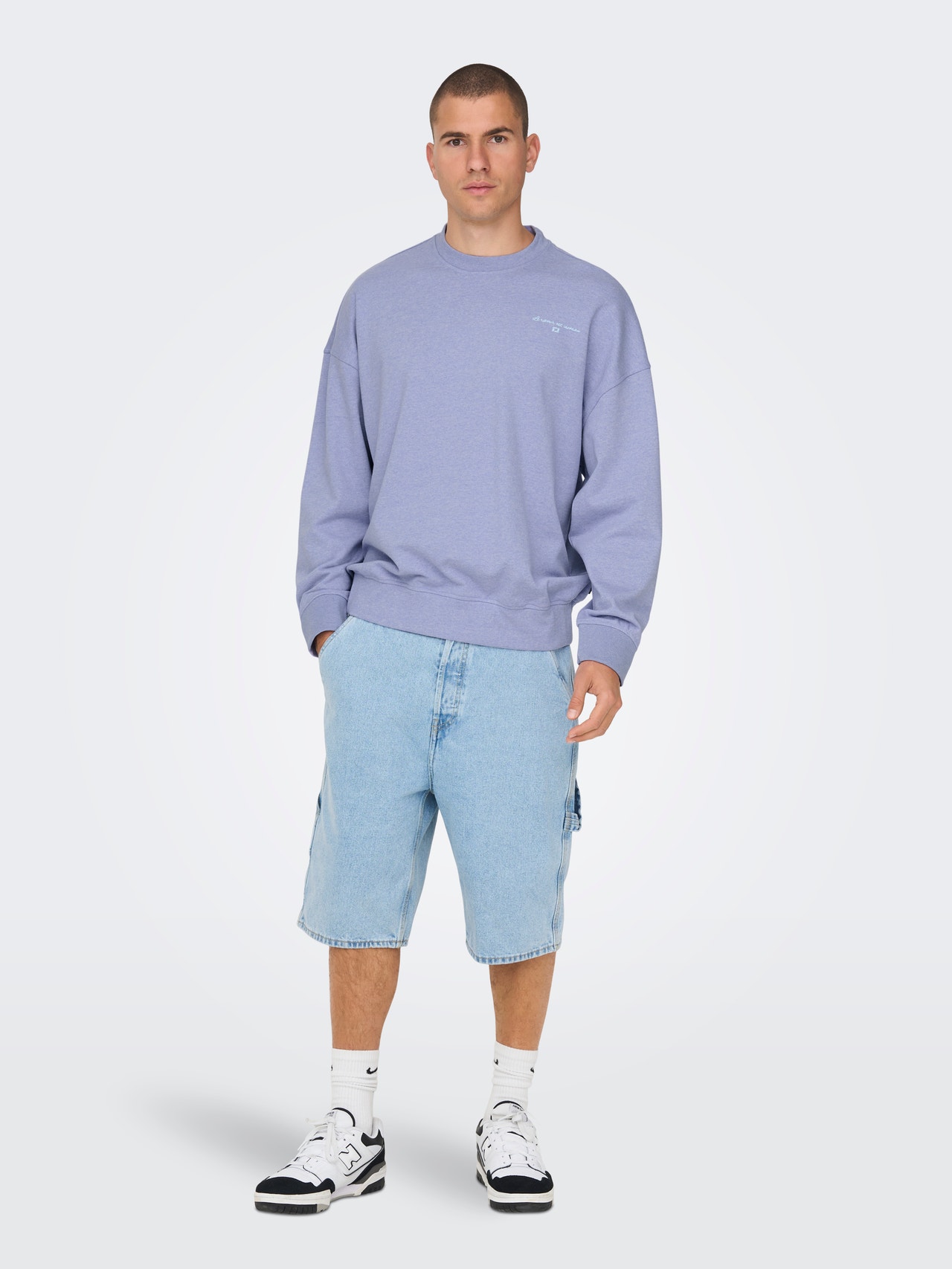 ONLY & SONS Sweat-shirts Relaxed Fit Col ras du cou Épaules tombantes -Jacaranda - 22025298