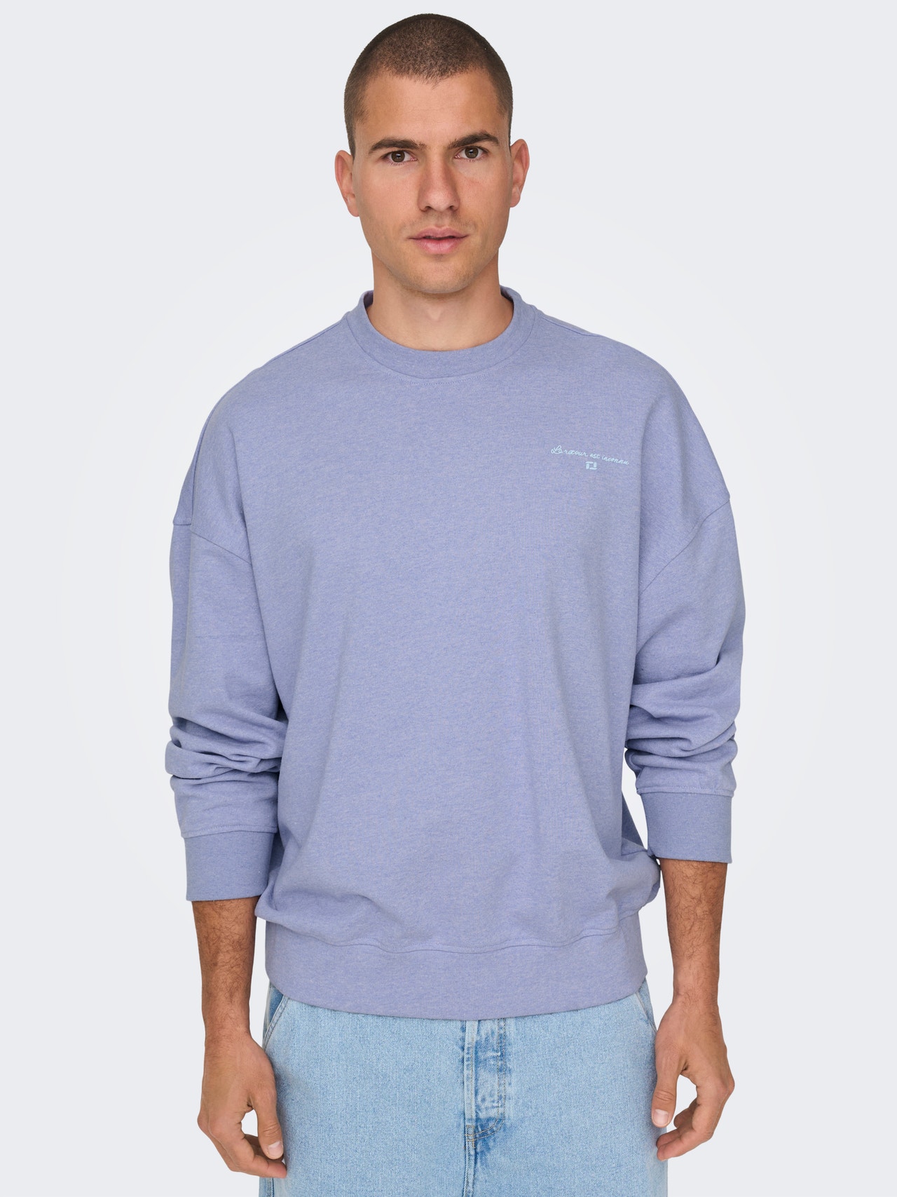 ONLY & SONS Relaxed Fit Crew neck Dropped shoulders Sweatshirt -Jacaranda - 22025298
