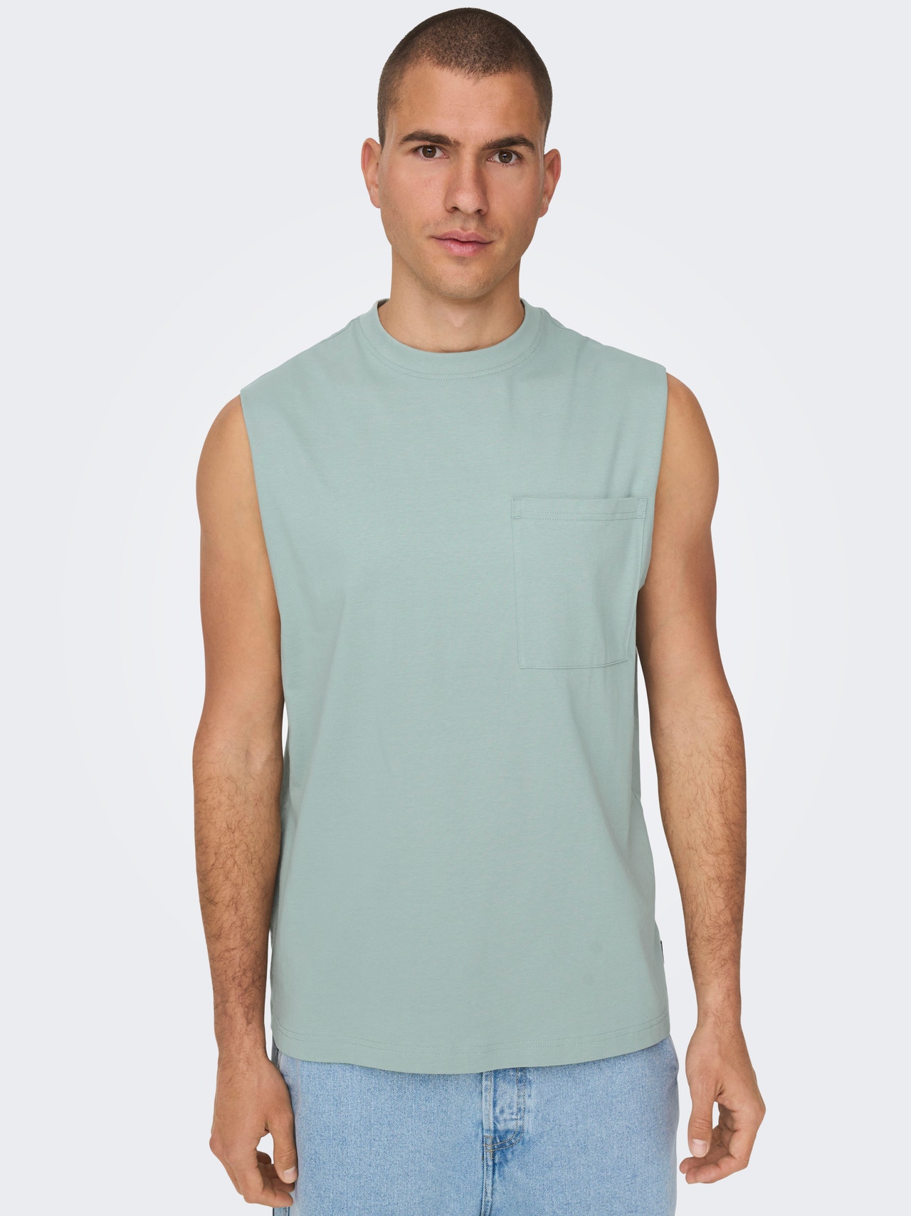 ONLY & SONS Relaxed Fit O-Neck T-Shirt -Silver Blue - 22025300