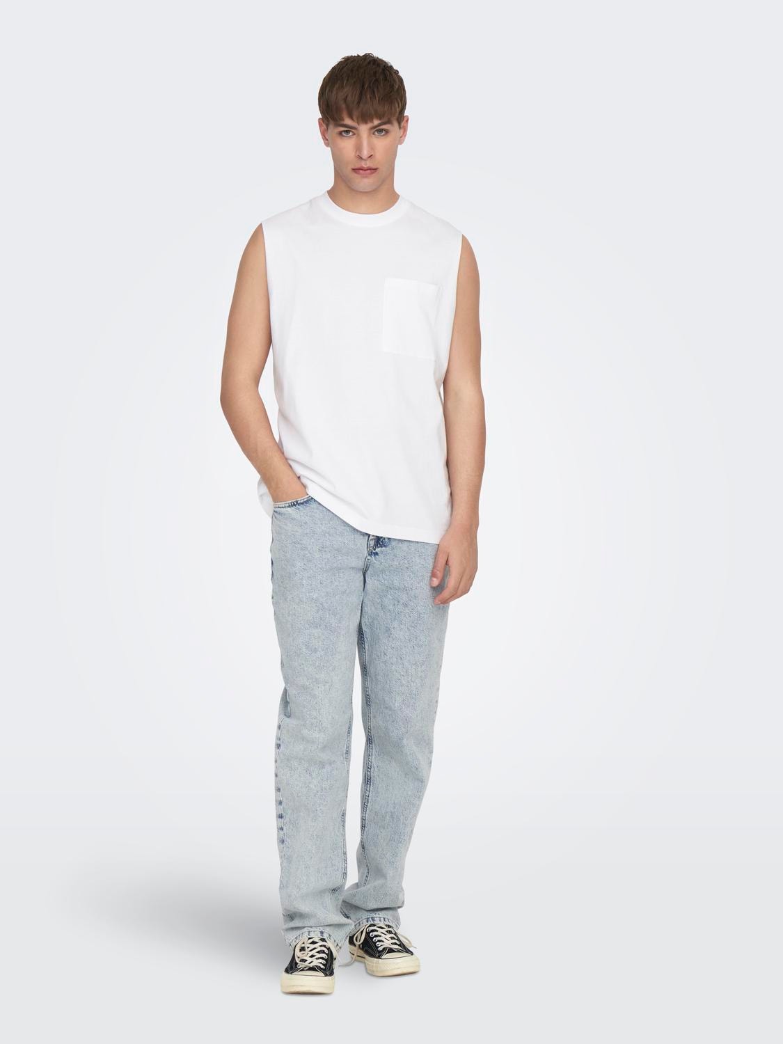 ONLY & SONS Relaxed Fit Round Neck T-Shirt -White - 22025300
