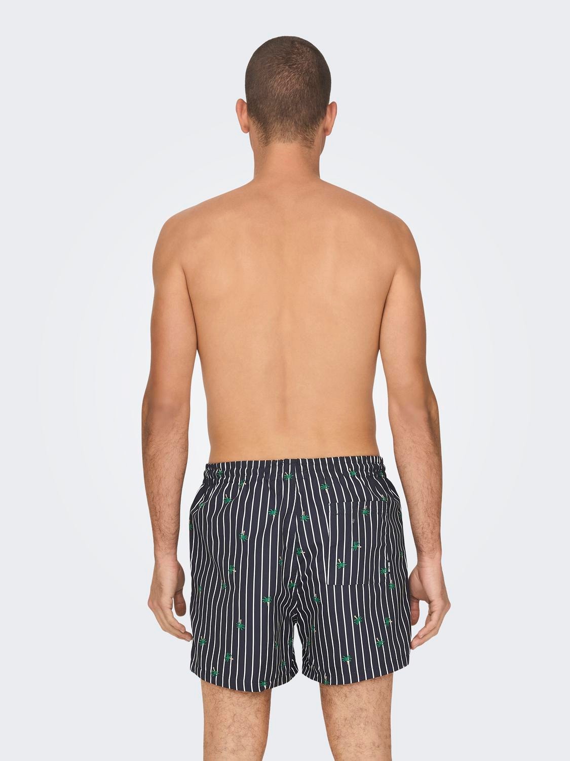 ONLY & SONS Printed Swim shorts -Dark Navy - 22025380