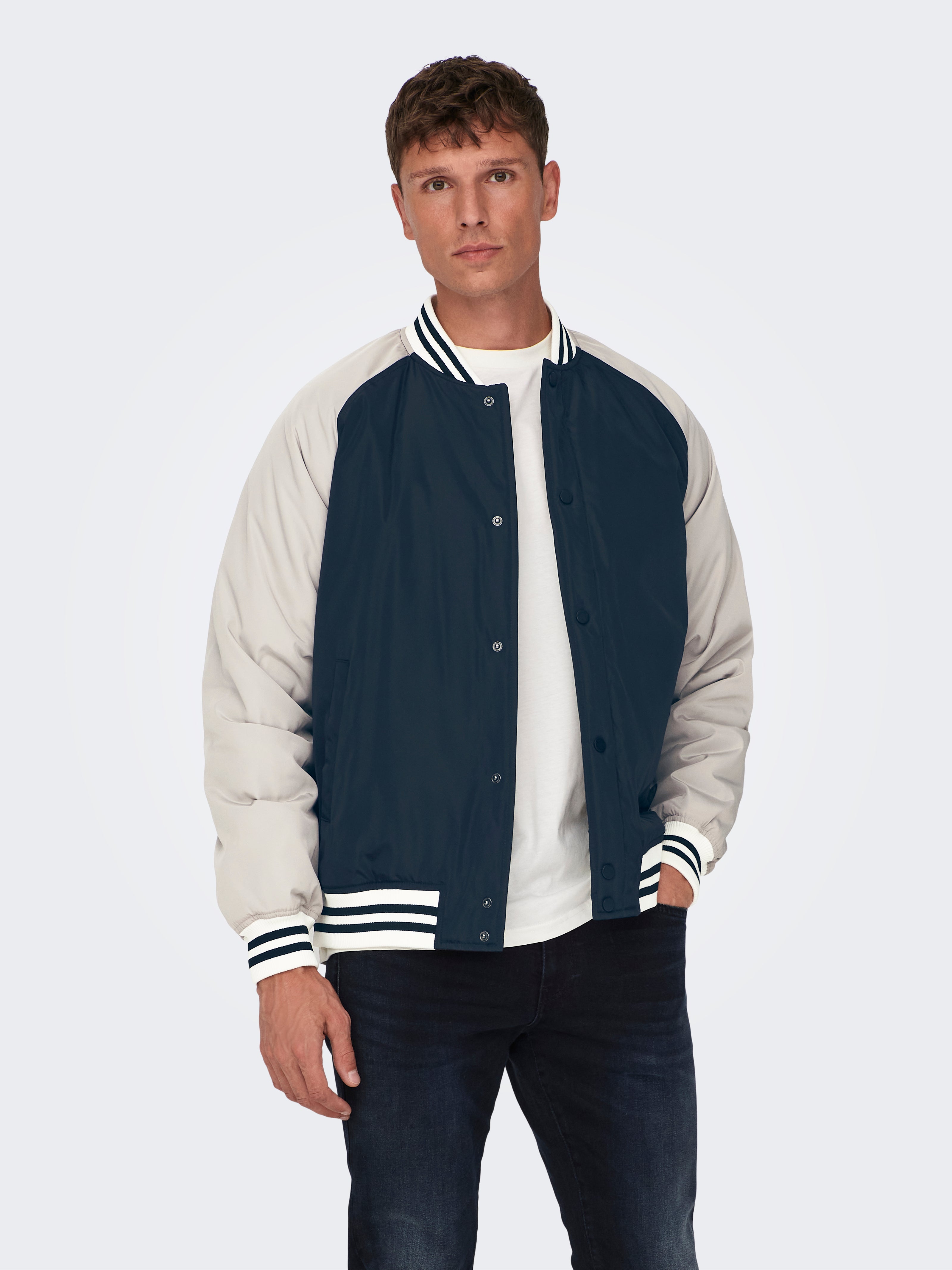 Baseball Gerippte Ärmelbündchen Jacke | Dunkelblau | ONLY & SONS®