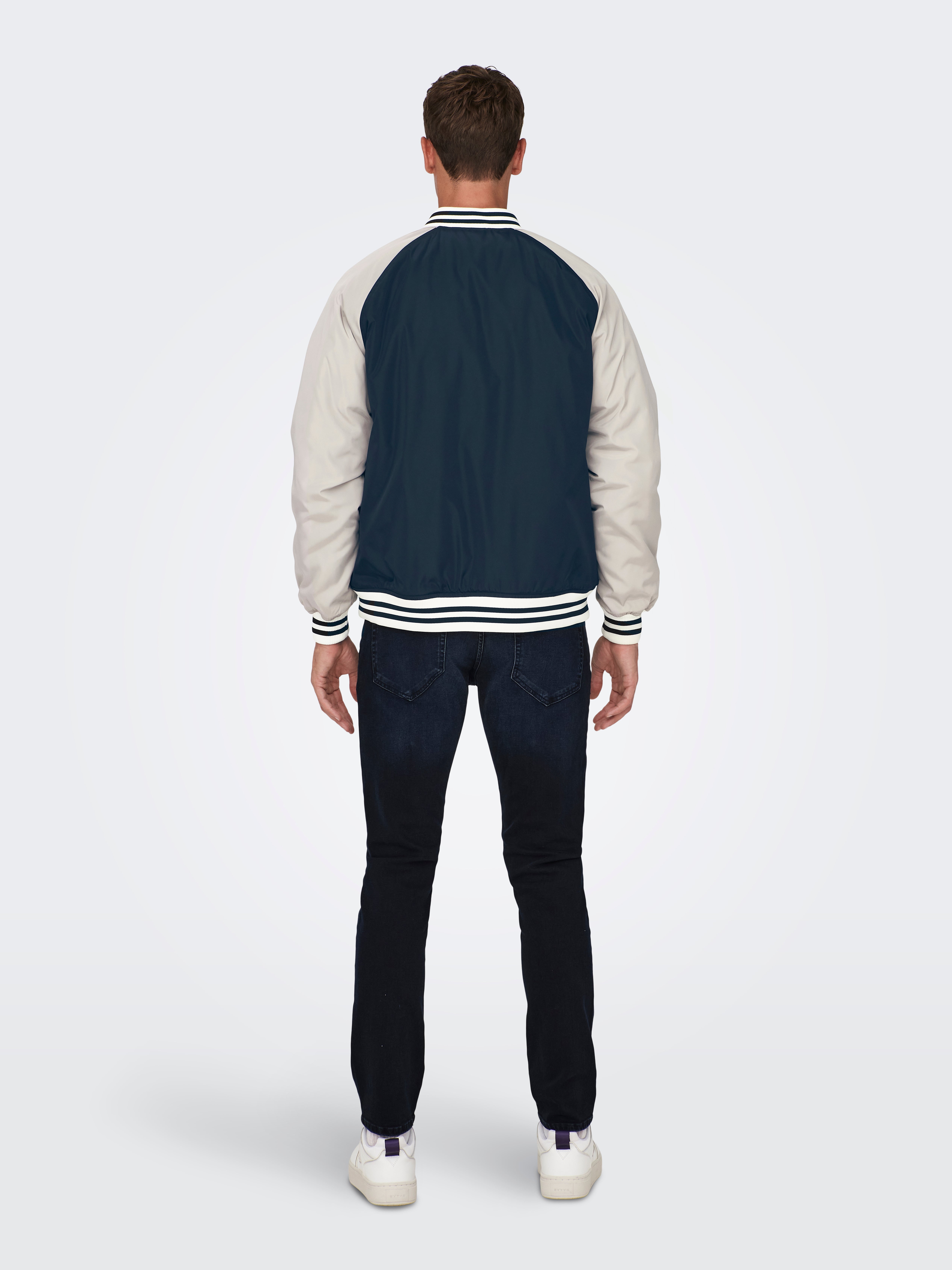 Baseball Gerippte Ärmelbündchen Jacke | Dunkelblau | ONLY & SONS® 