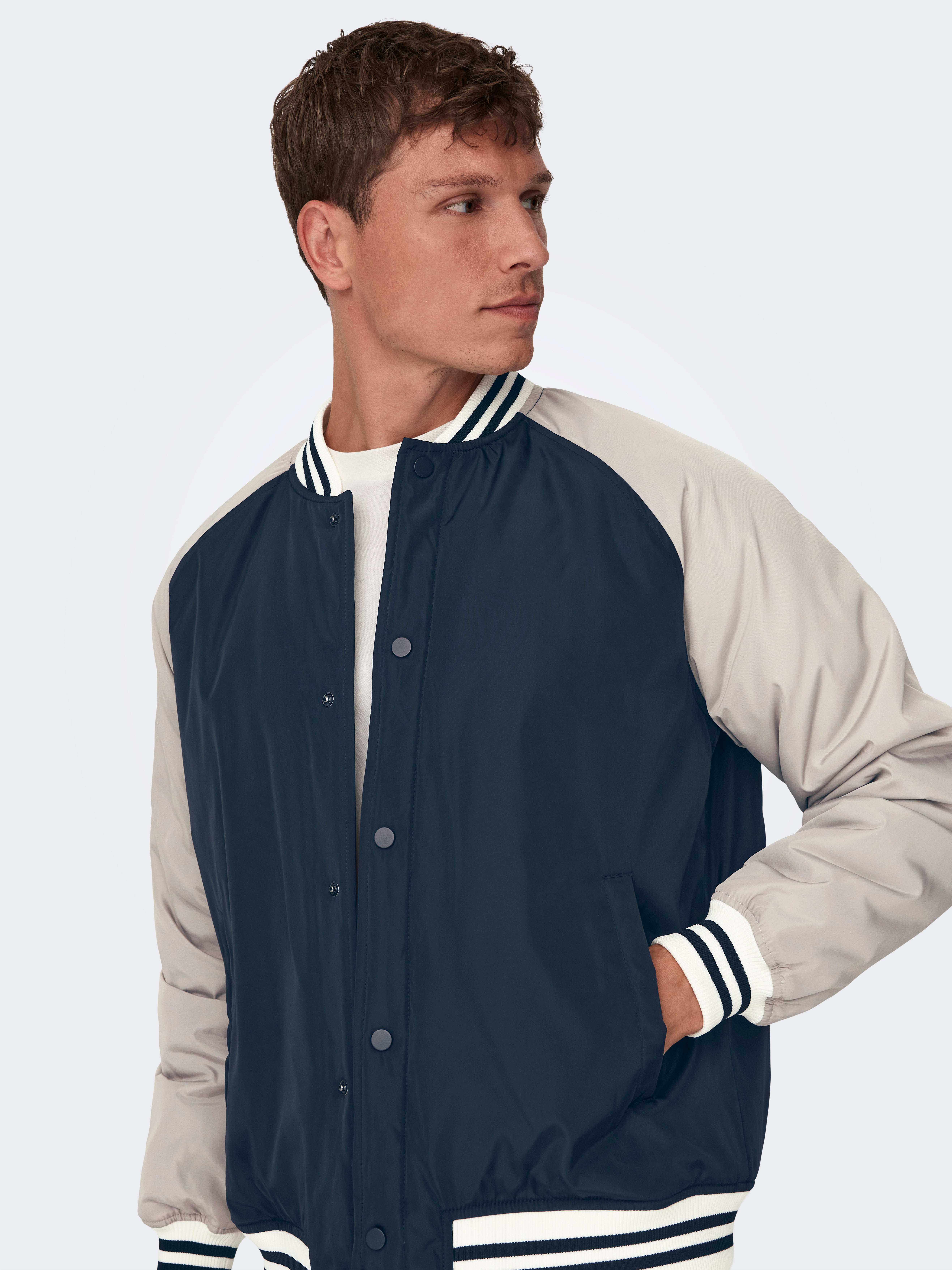 Baseball Gerippte Ärmelbündchen Jacke | Dunkelblau | ONLY & SONS® 