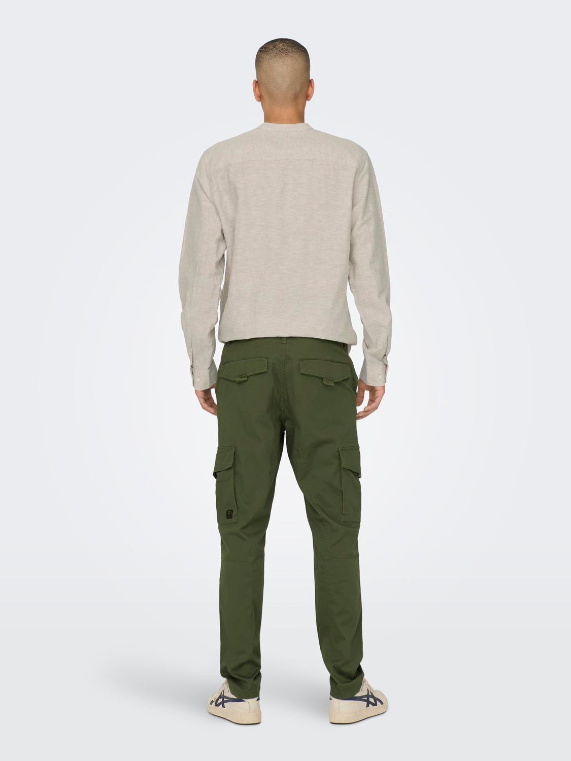 ONLY & SONS Tapered Fit Trousers -Olive Night - 22025431