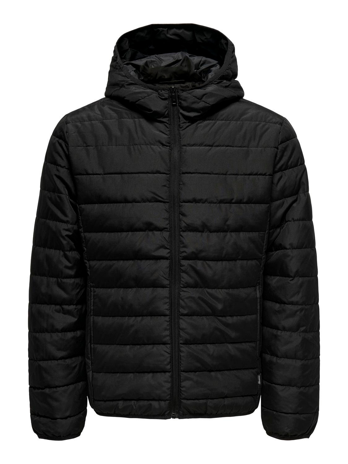 ONLY & SONS Quilted jacket with hood -Black - 22025506