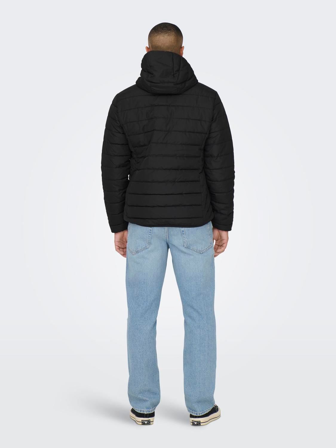 ONLY & SONS Quilted jacket with hood -Black - 22025506
