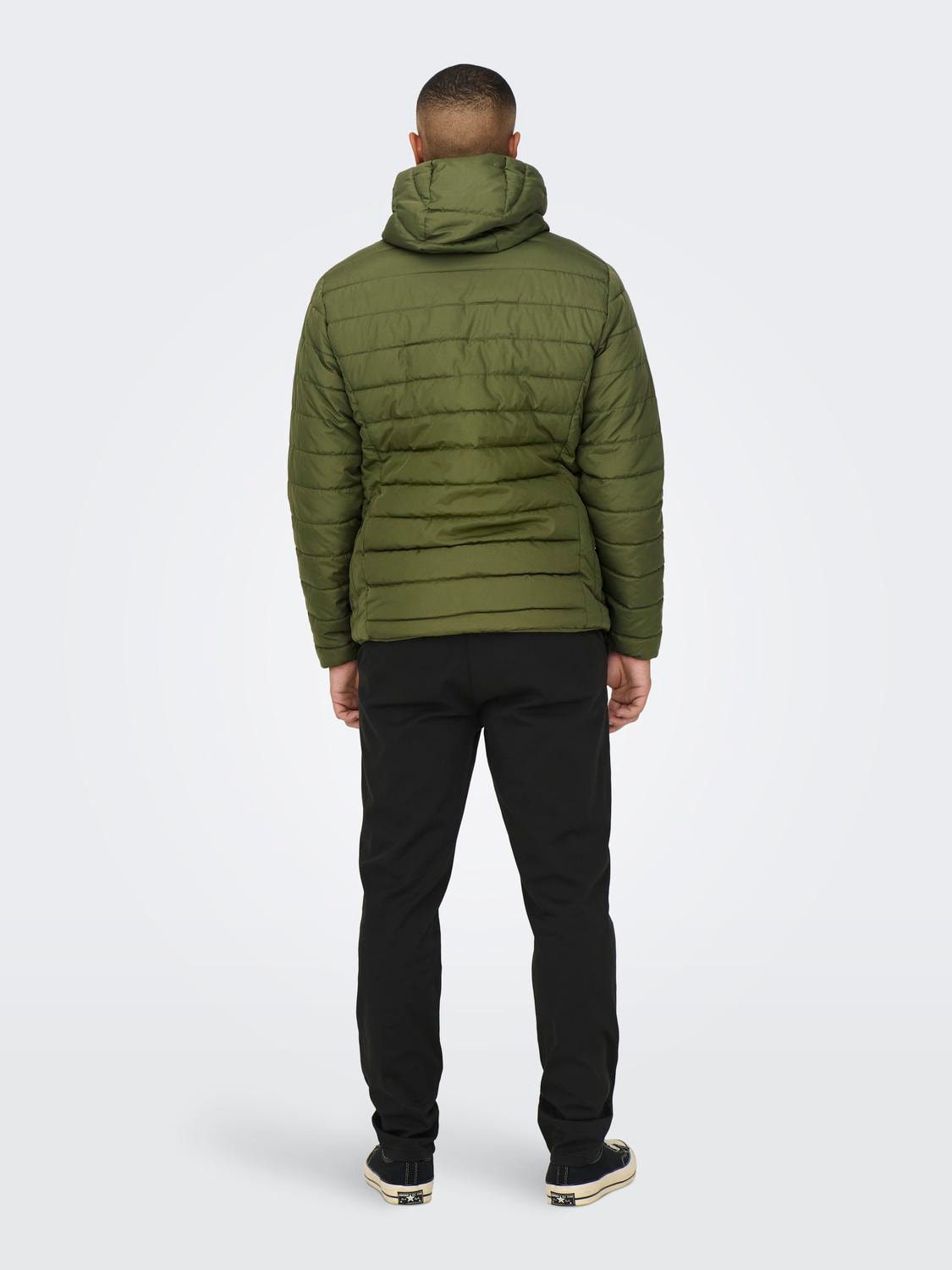 ONLY & SONS Quiltet jakke med hætte -Winter Moss - 22025506