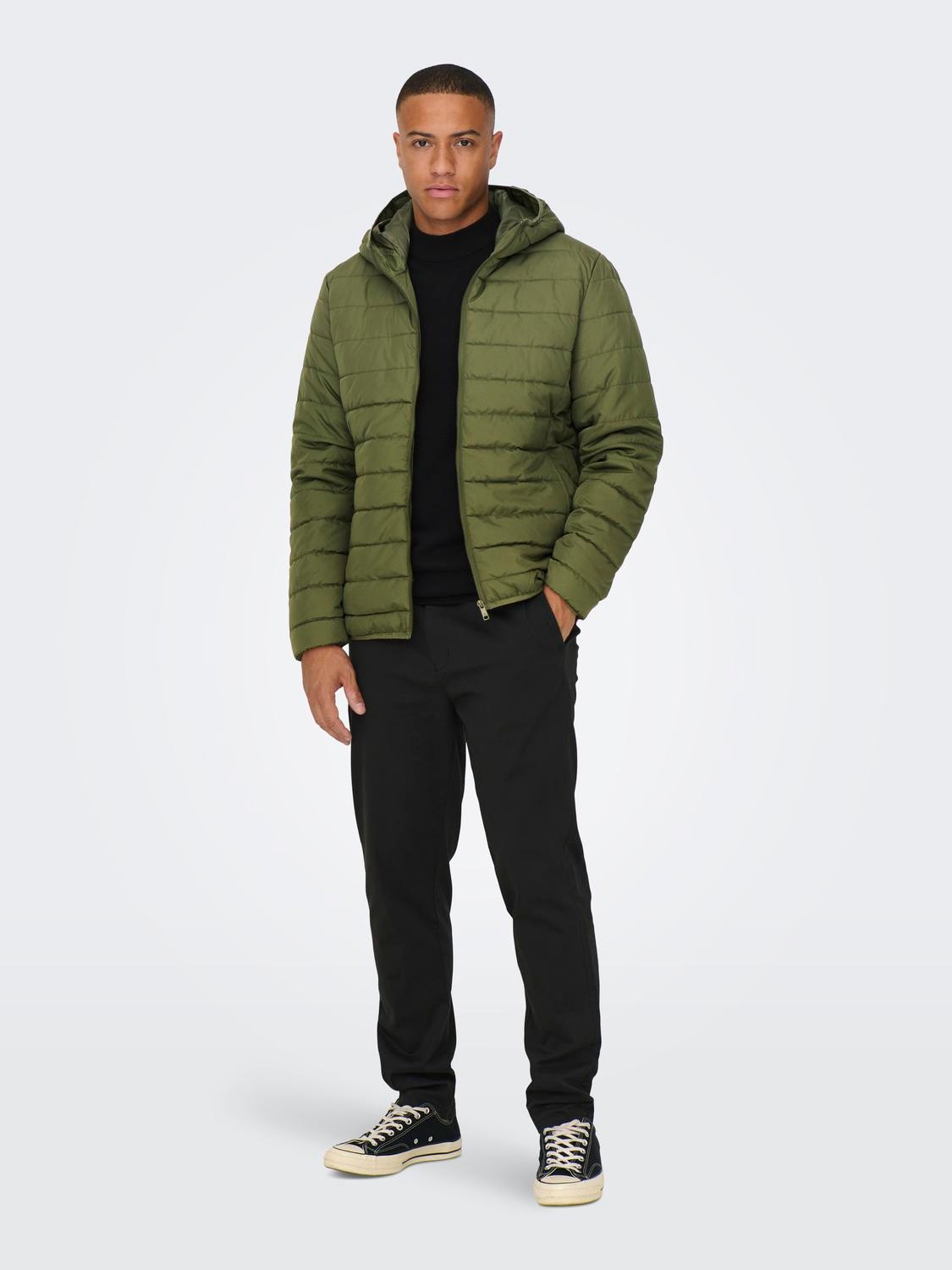 ONLY & SONS Quiltet jakke med hætte -Winter Moss - 22025506