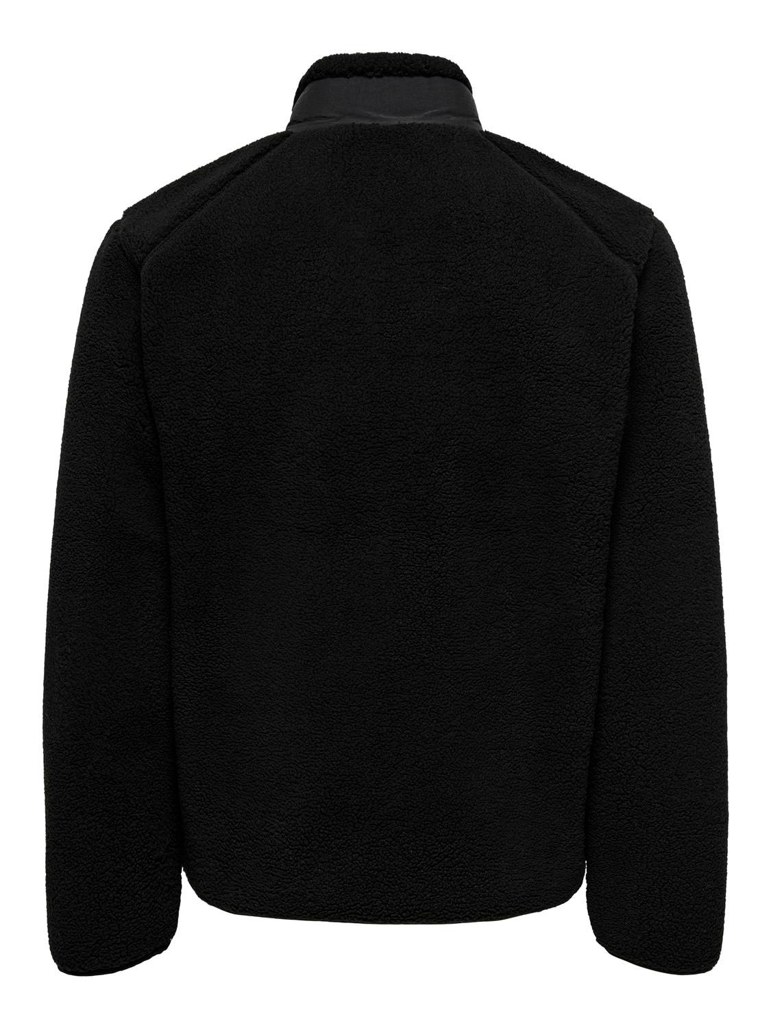 high-neck teddy jacket | Black | ONLY & SONS®
