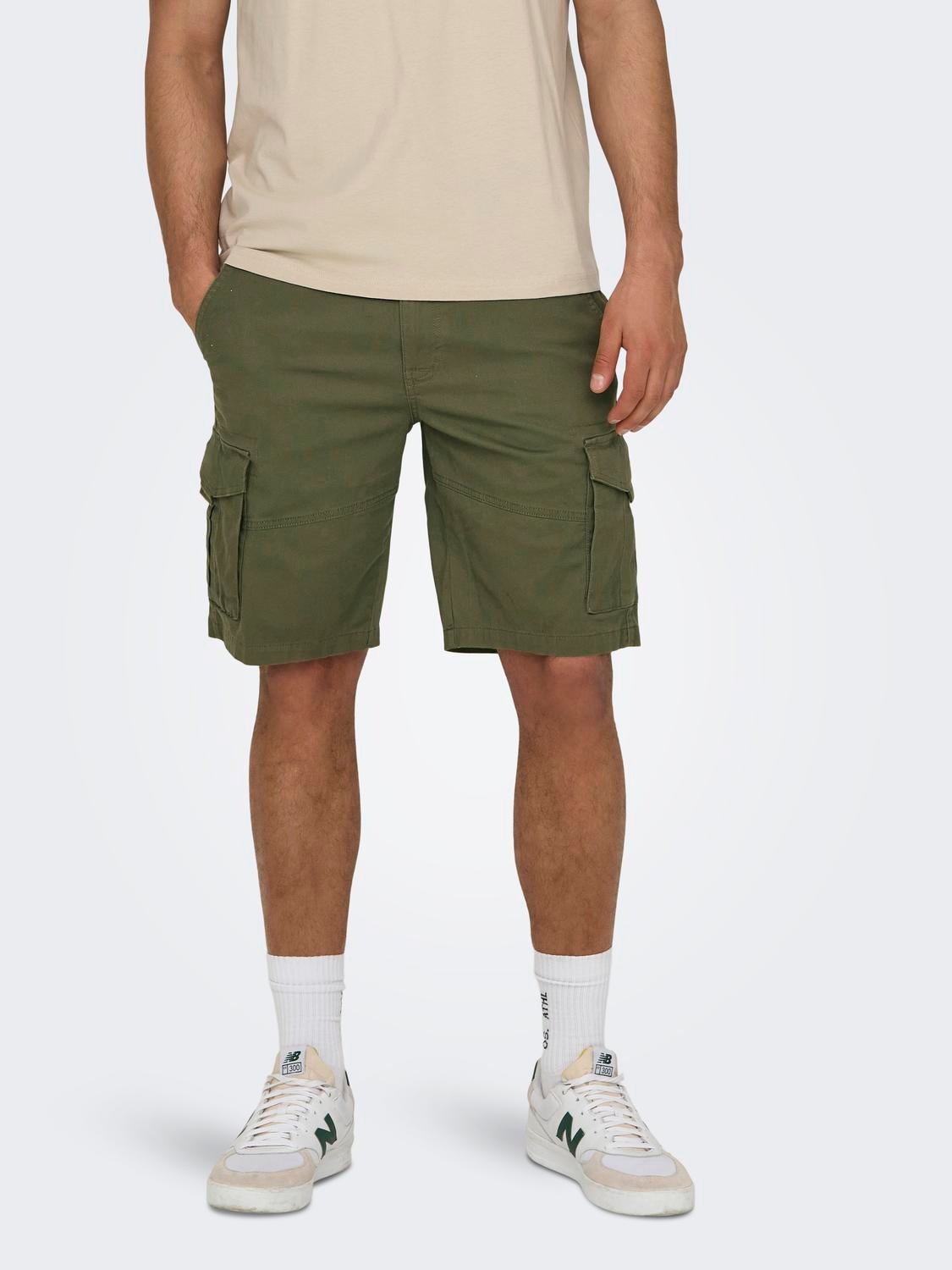 ONLY & SONS Normal passform Cargoshorts -Olive Night - 22025602