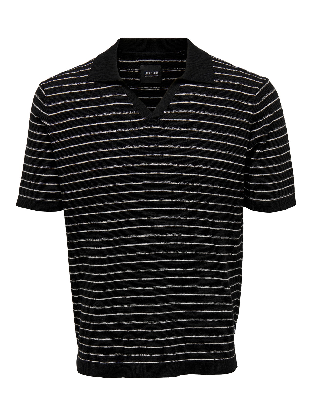 ONLY & SONS Striped knit polo -Black - 22025668