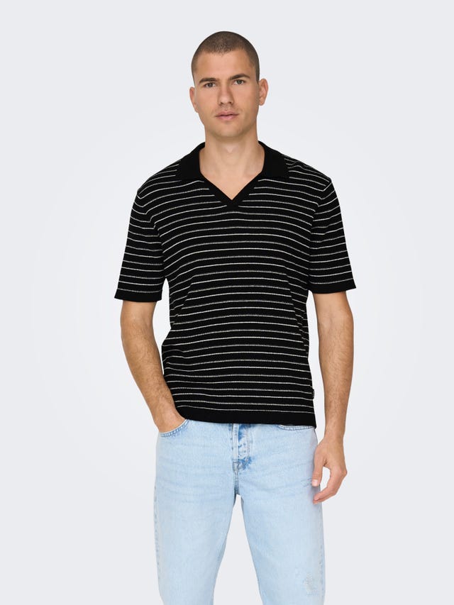 ONLY & SONS Striped knit polo - 22025668