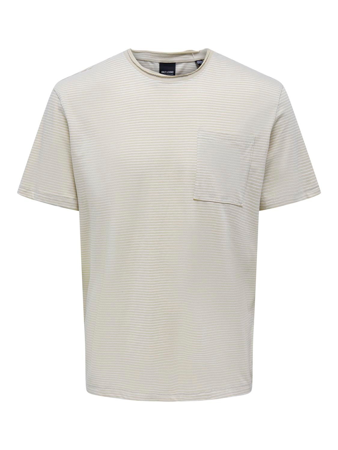ONLY & SONS Stribet o-hals t-shirt med brystlomme -Pelican - 22025680