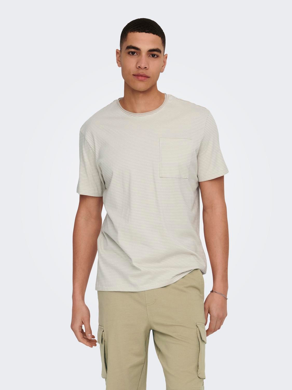 ONLY & SONS T-shirts Regular Fit Col rond -Pelican - 22025680