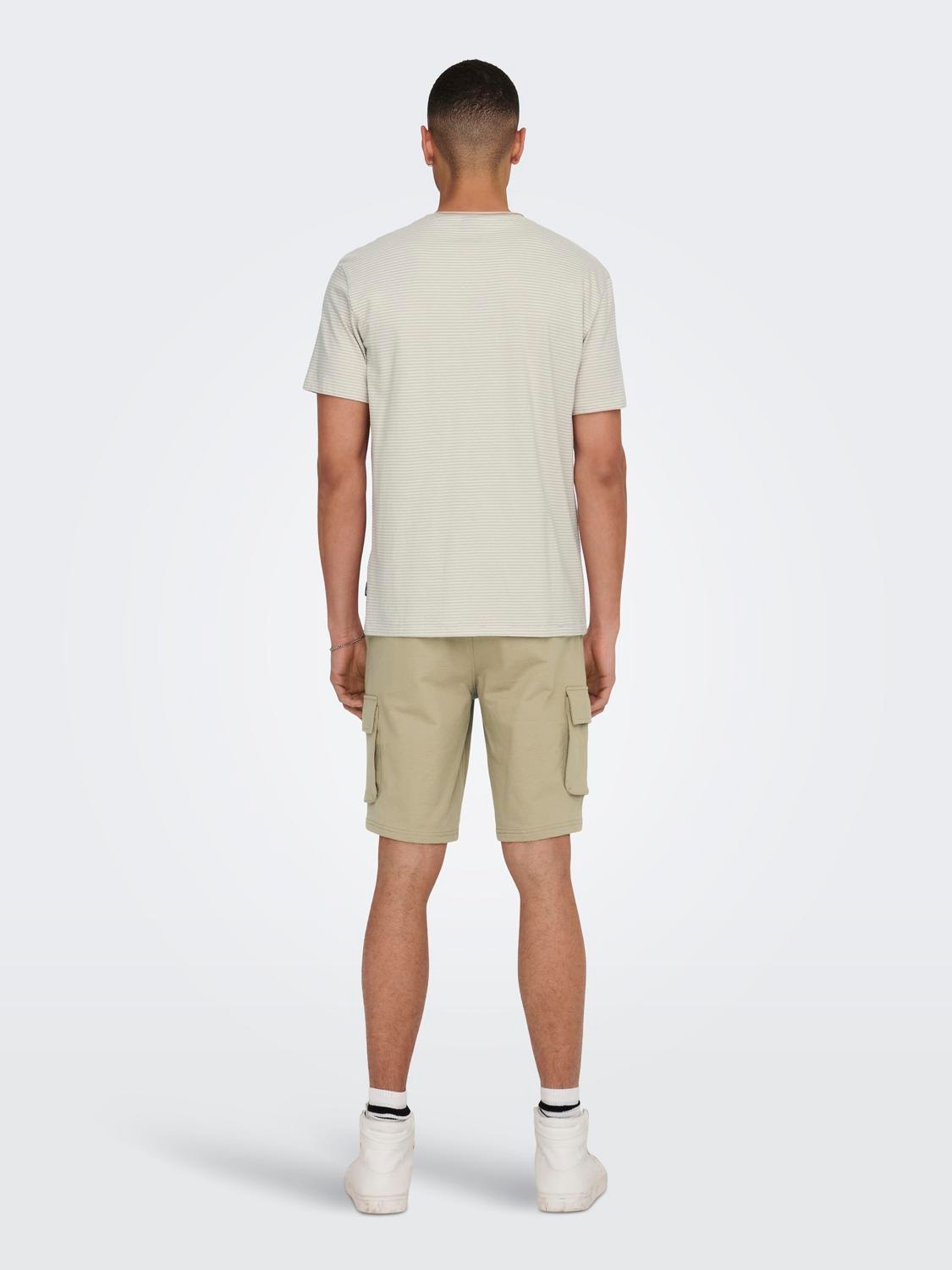 ONLY & SONS Stribet o-hals t-shirt med brystlomme -Pelican - 22025680
