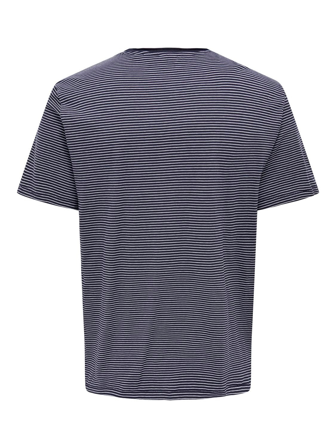 ONLY & SONS Striped o-neck with chest pocket -Dark Navy - 22025680