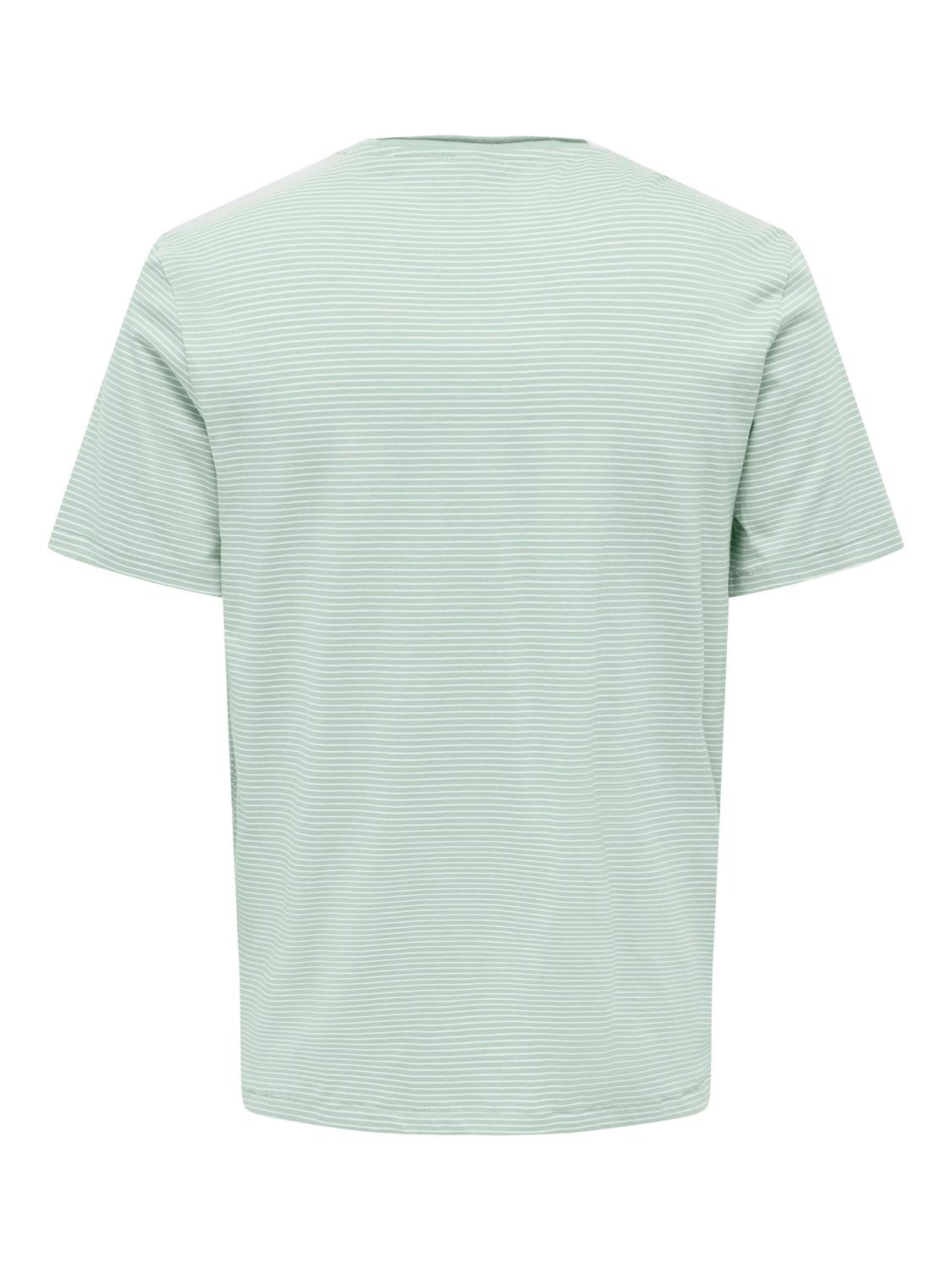 ONLY & SONS Striped o-neck with chest pocket -Surf Spray - 22025680