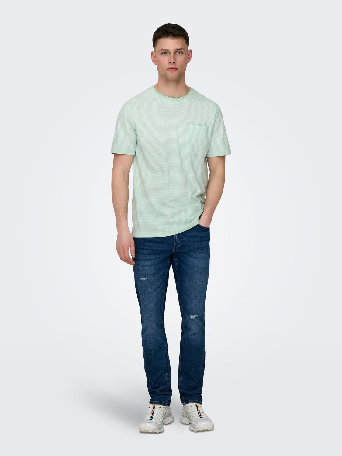 ONLY & SONS Regular Fit Round Neck T-Shirt -Surf Spray - 22025680