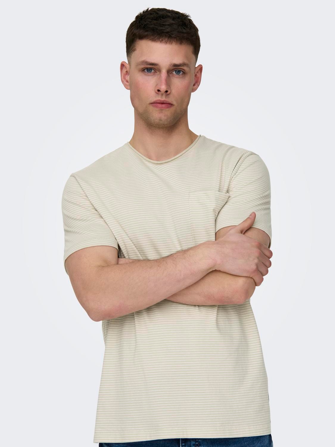 ONLY & SONS Normal passform O-ringning T-shirt -White - 22025680