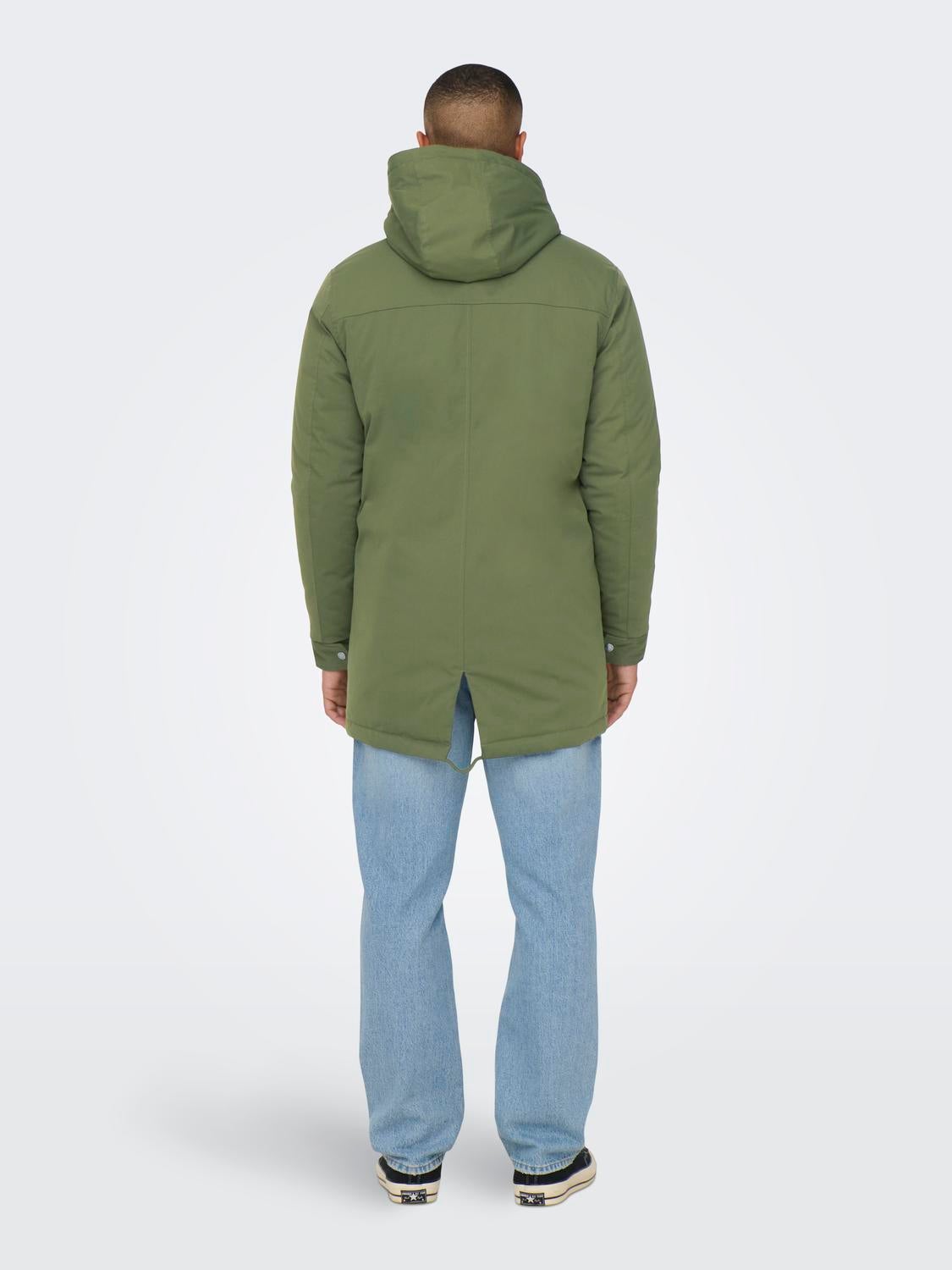 Only & sons deals hooded green parka