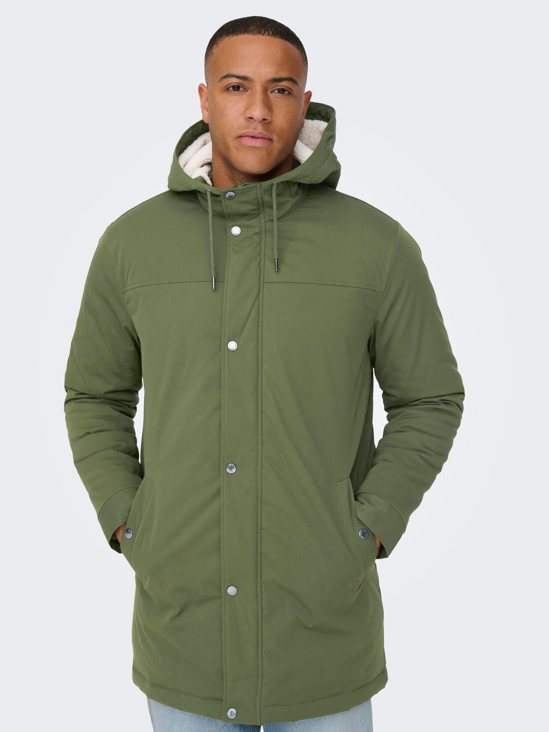 Hooded parka jacket Dark Green ONLY SONS