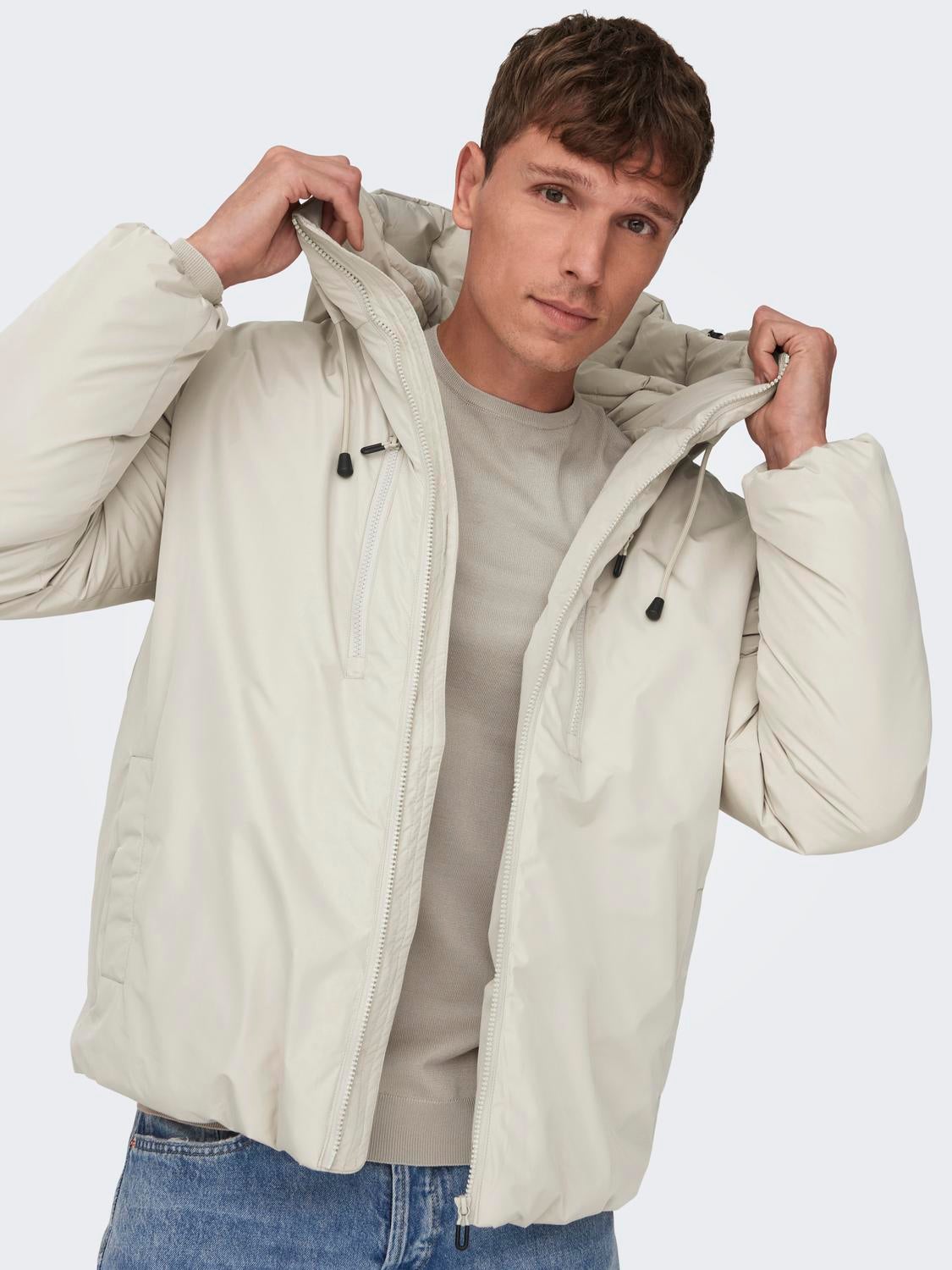 Hood with string regulation Jacket | Light Grey | ONLY & SONS®