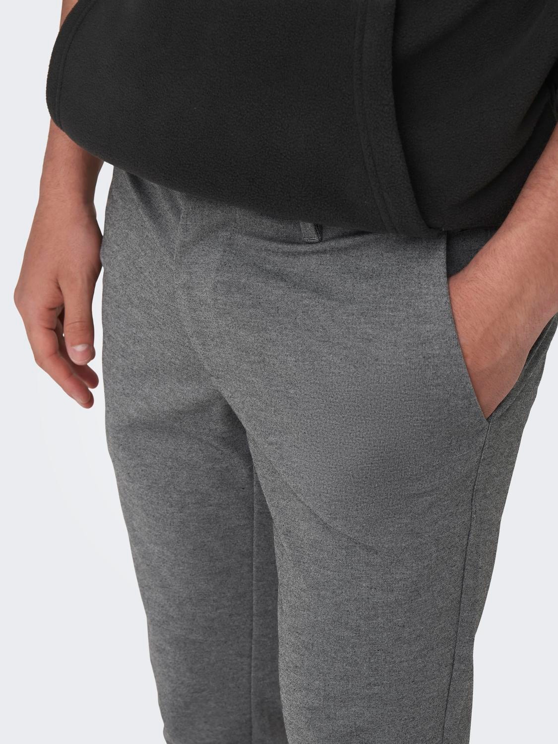 ONLY & SONS Pantalons Tapered fit - Cropped Taille moyenne -Medium Grey Melange - 22025747