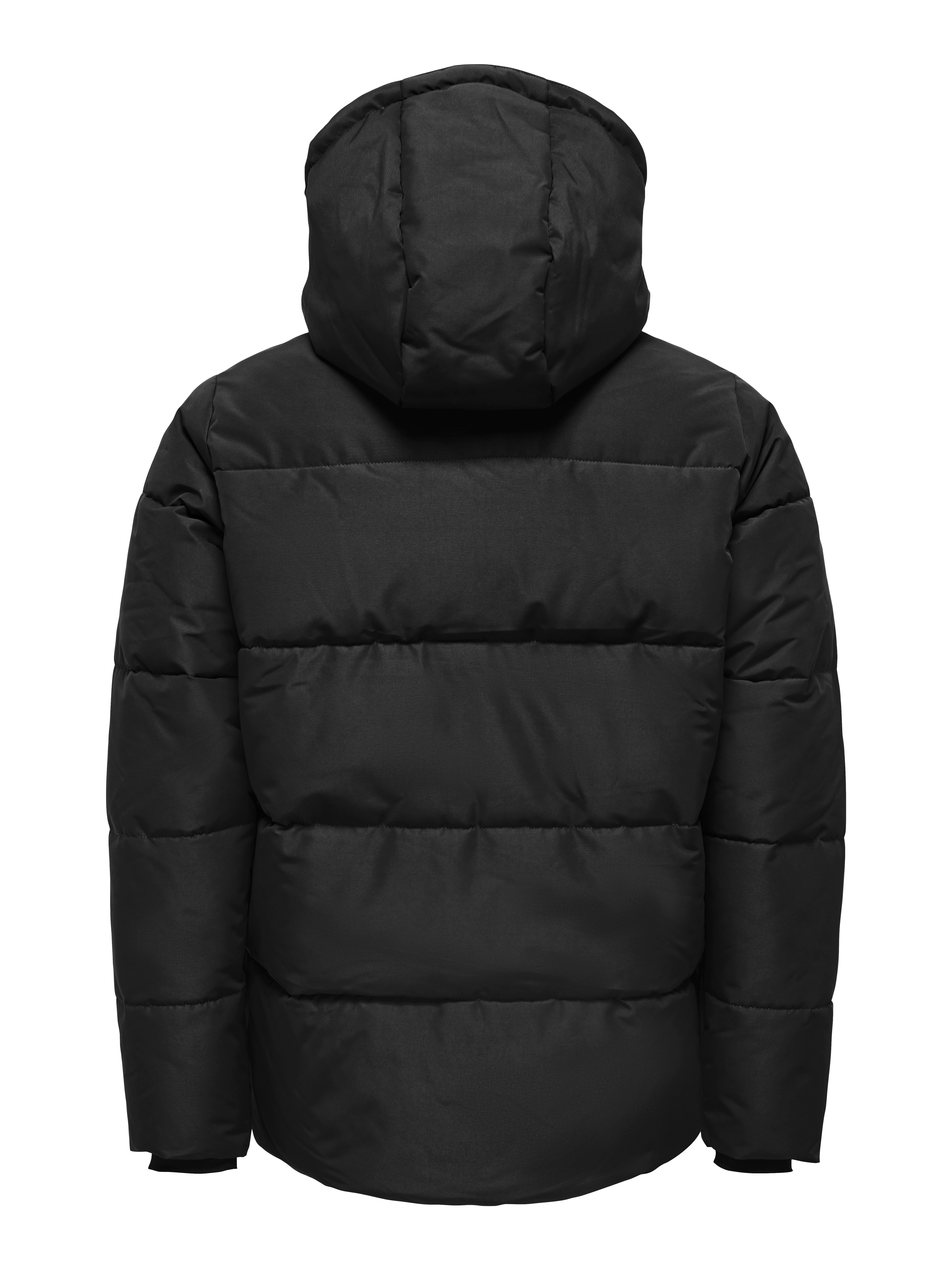 ONLY & SONS puffer jacket with denim look in washed black ONLY & SONS puffer jacket with denim look in washed black