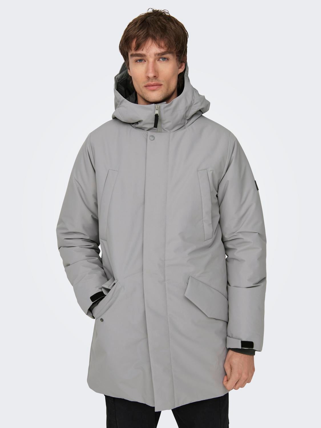 Grey on sale hooded parka