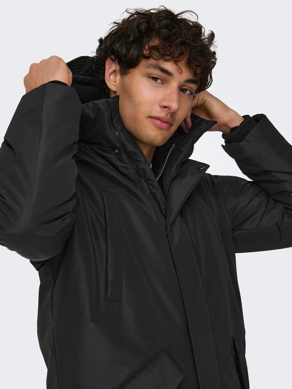 Only & sons parka with fleece lined on sale hood