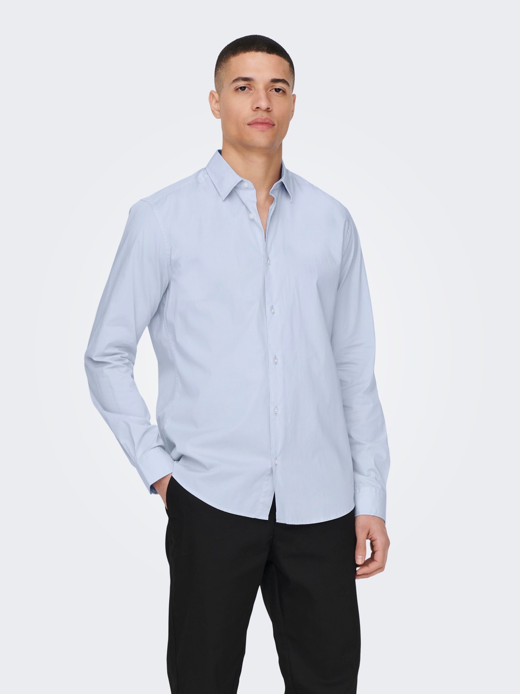 Dos grados equilibrado Obediencia Camisas Corte slim Cuello de camisa | Azul intermedio | ONLY & SONS®