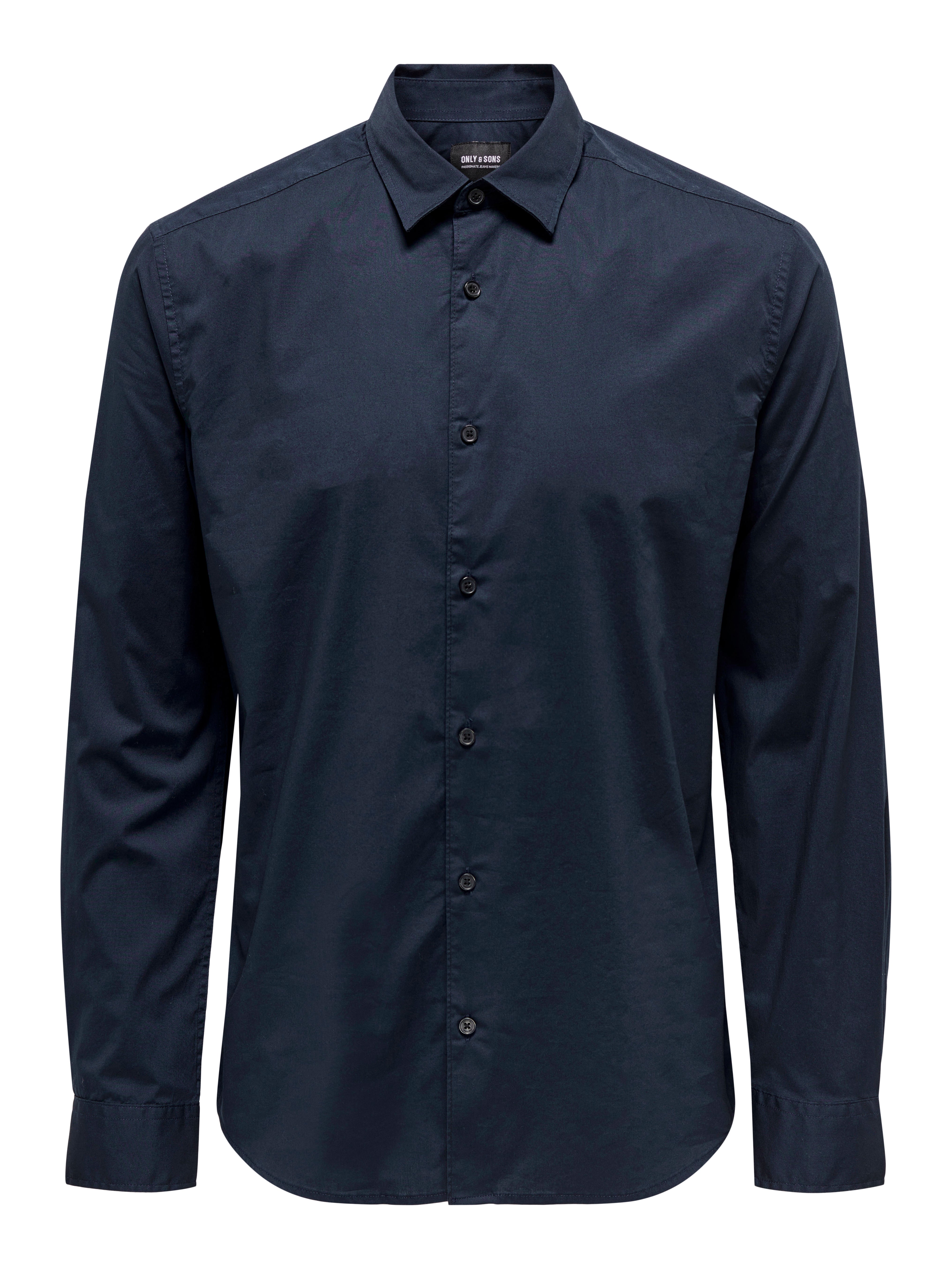 Camisas Corte slim Cuello de camisa Azul oscuro ONLY SONS