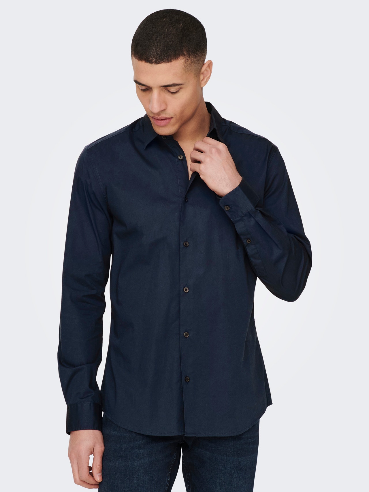 ONLY & SONS Solid color Slim Fit shirt -Dark Navy - 22026000