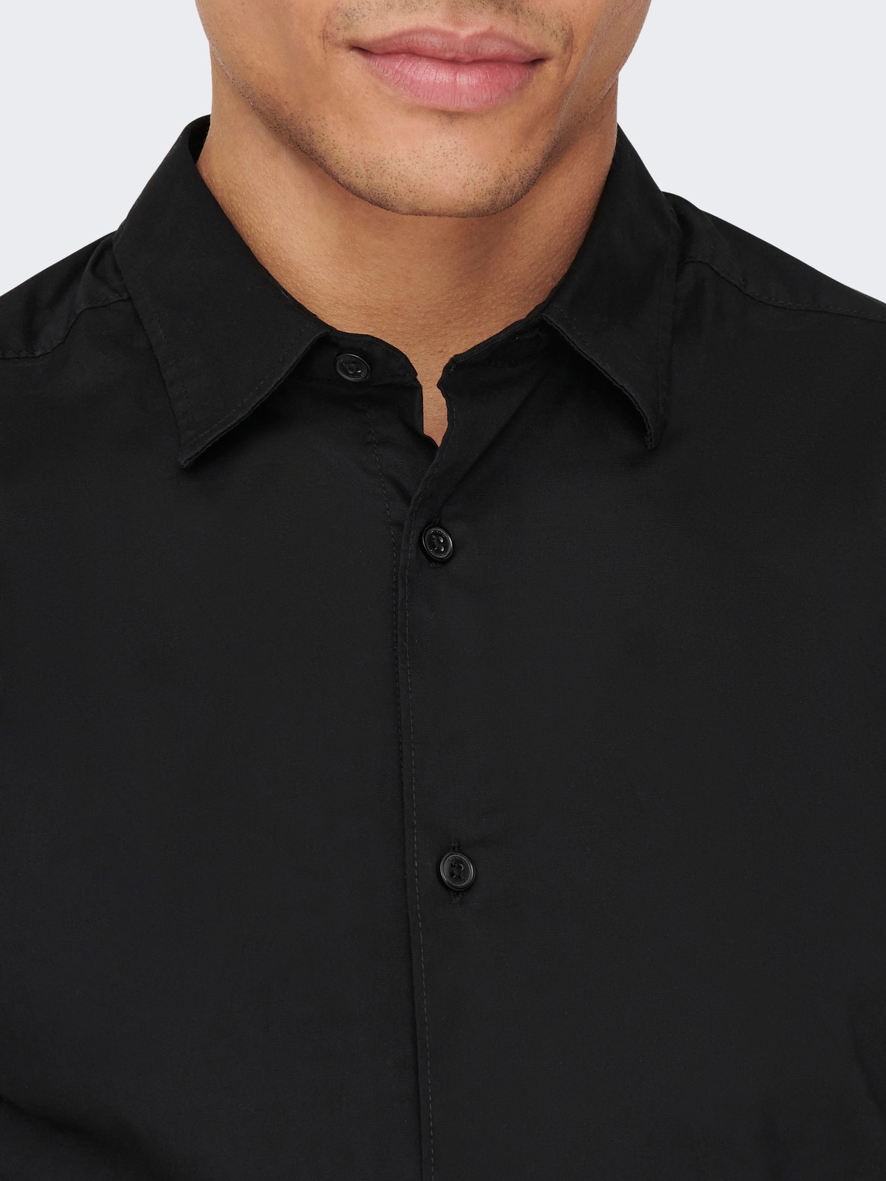 ONLY & SONS Ensfarvet Slim Fit skjorte -Black - 22026000