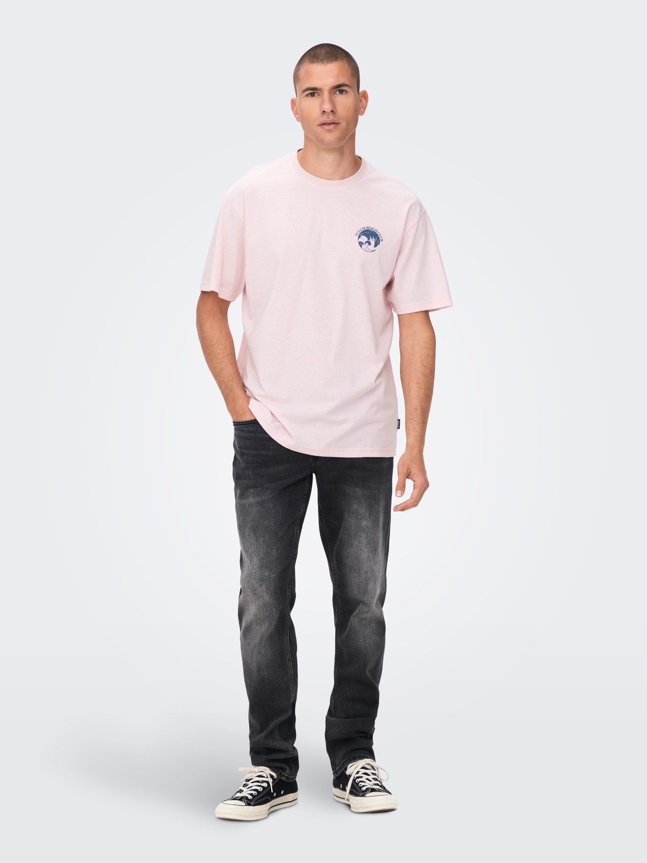 ONLY & SONS Oversized t-shirt med print -Blushing Bride - 22026030