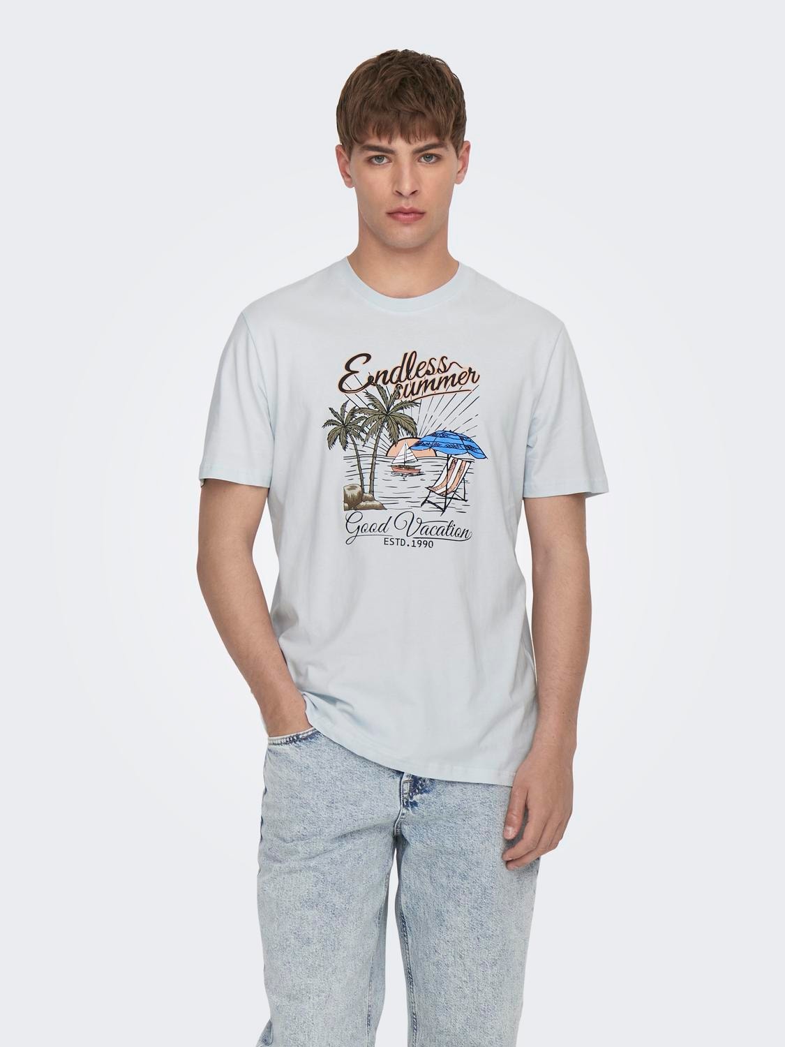 ONLY & SONS O-hals t-shirt med print -Plein Air - 22026084