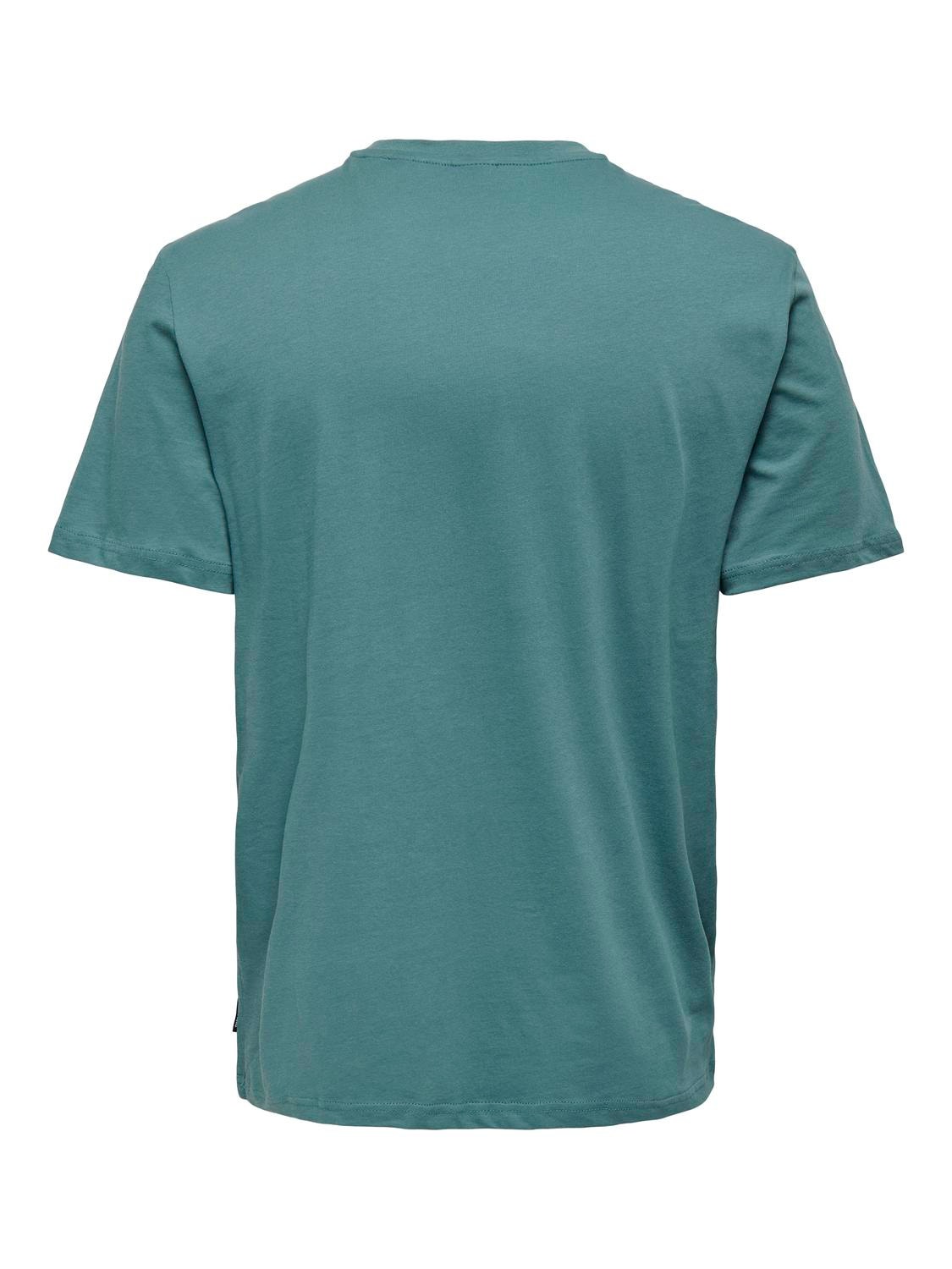 ONLY & SONS Regular Fit Round Neck T-Shirt -Hydro - 22026084