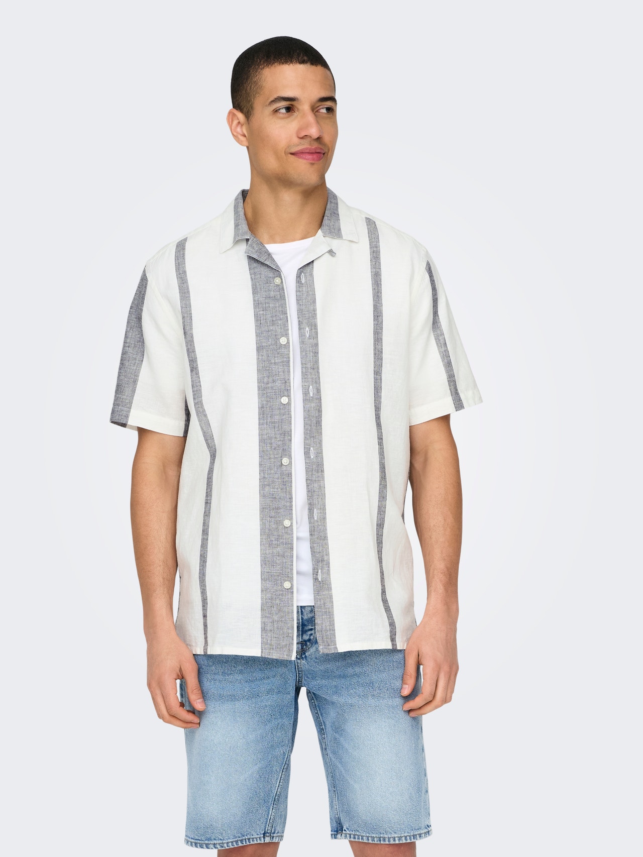 ONLY & SONS Regular Fit Resort collar Shirt -Cloud Dancer - 22026109