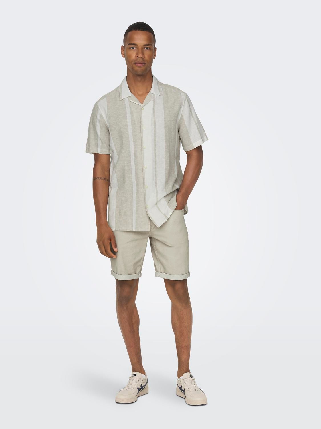 ONLY & SONS Normal passform Resortkrage Skjorta -Vintage Khaki - 22026109