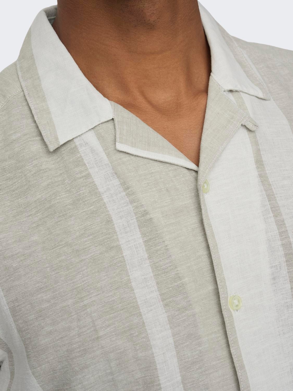 ONLY & SONS Regular Fit Resort collar Shirt -Vintage Khaki - 22026109
