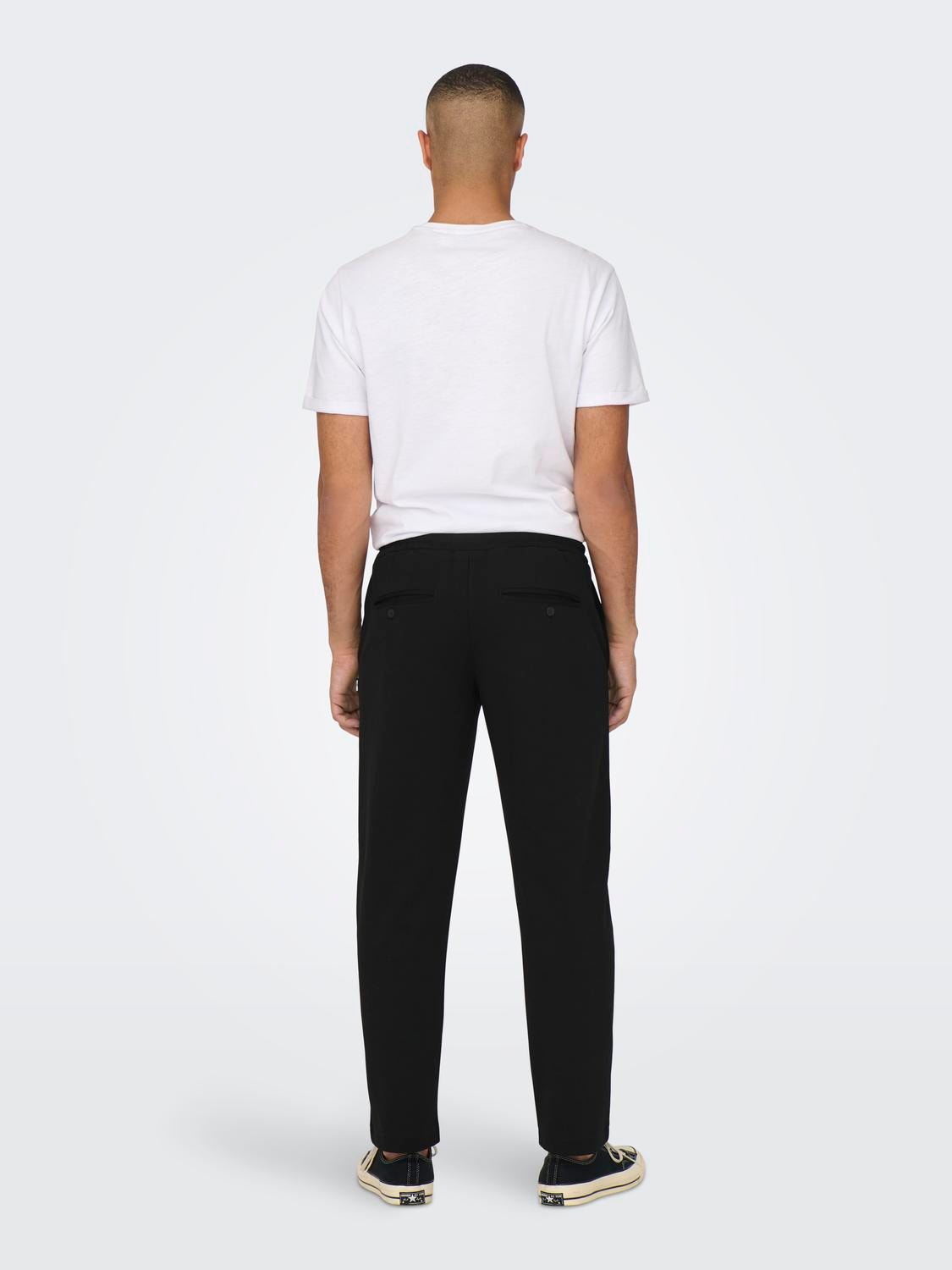 ONLY & SONS Tapered Fit Mid rise Tailored Trousers -Black - 22026131