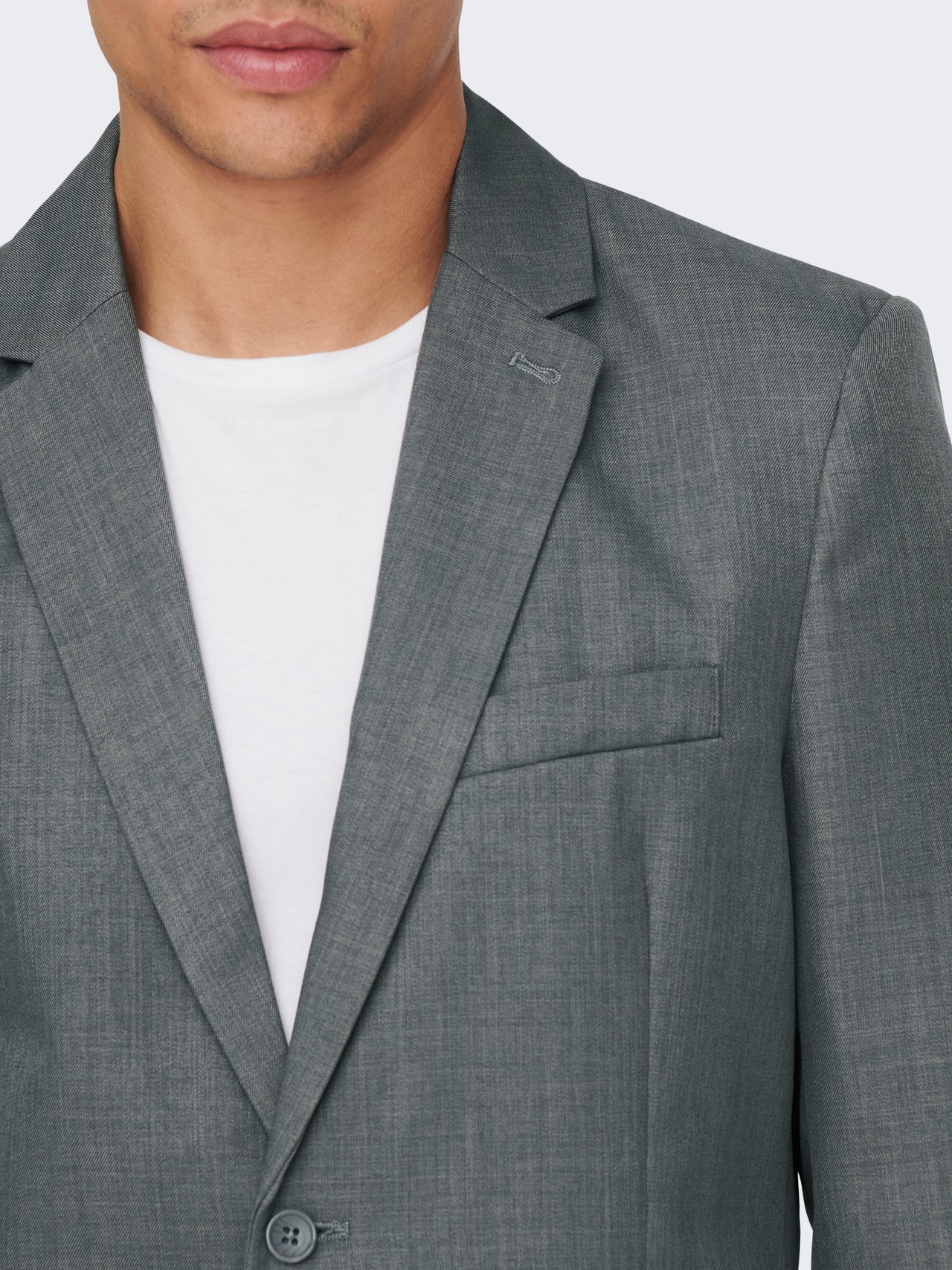 ONLY & SONS Slim Fit Reverse Blazer -Medium Grey Melange - 22026197