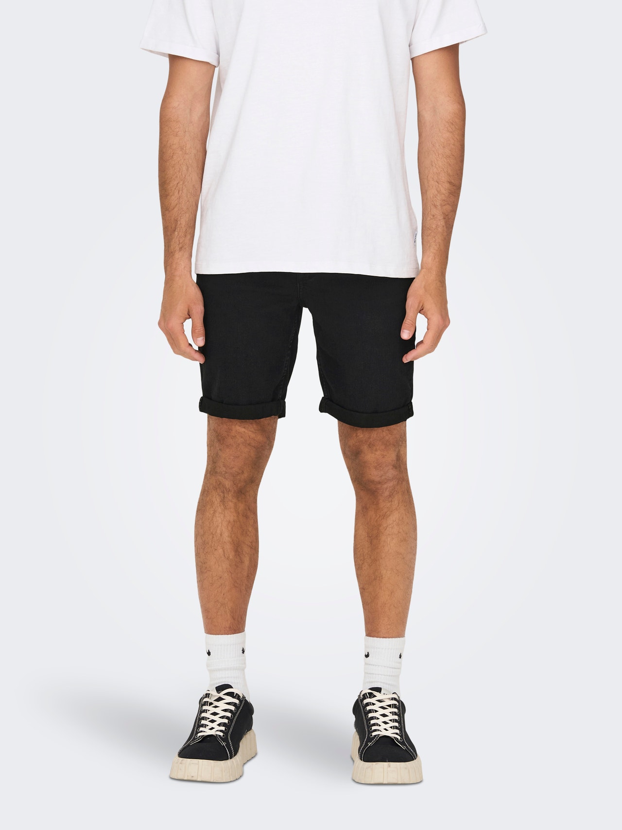 ONLY & SONS regular fit denim shorts -Washed Black - 22026239