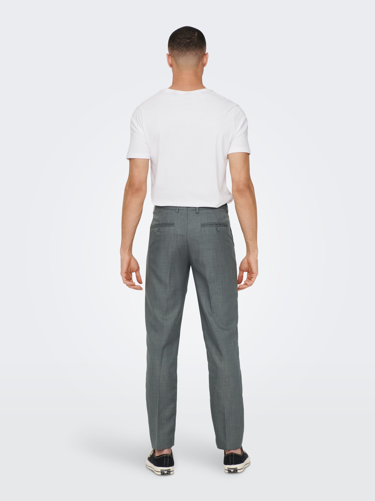 ONLY & SONS Slim Fit Tailored Trousers -Medium Grey Melange - 22026243