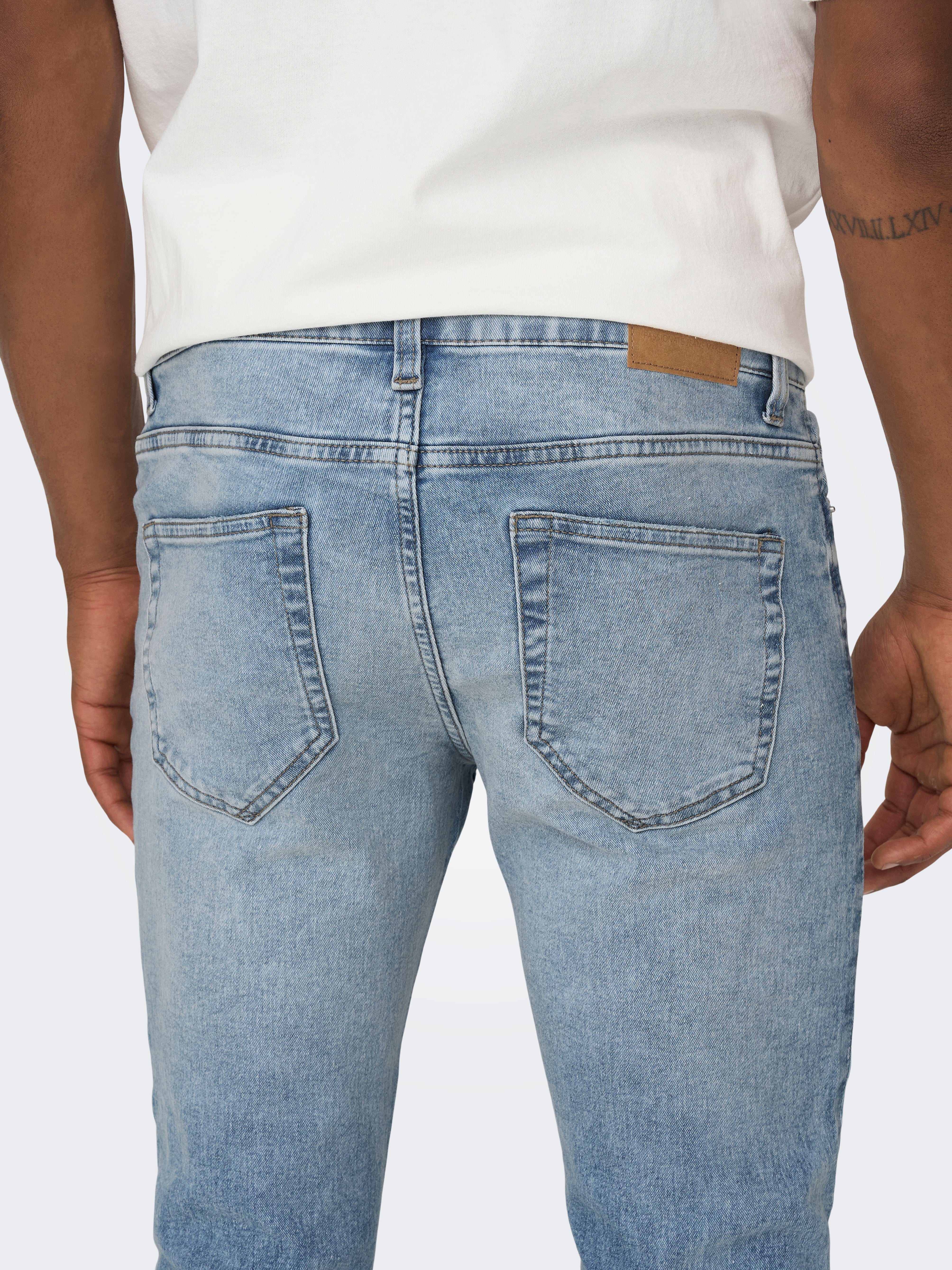 Jeans Slim Fit Taille basse Light Blue ONLY SONS