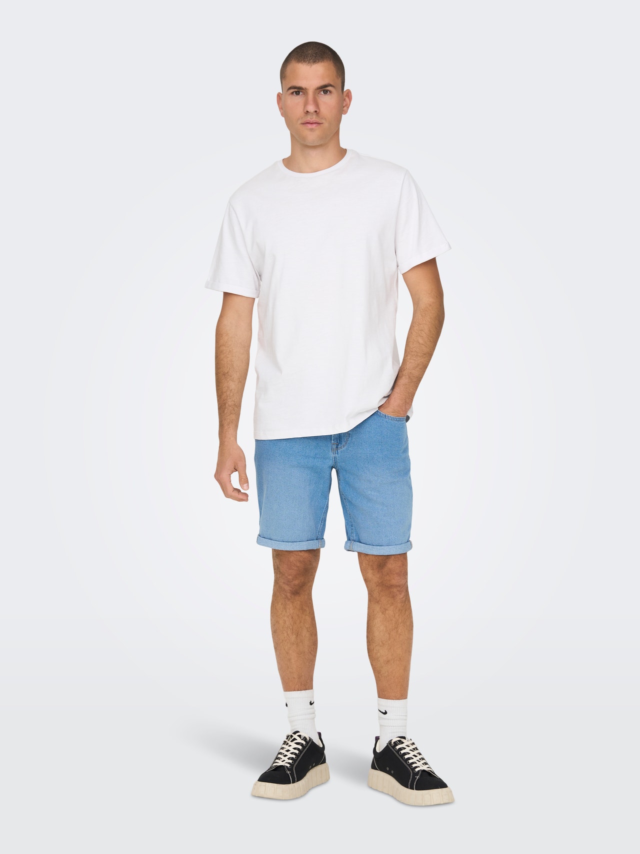 ONLY & SONS Shorts Corte regular Tiro normal -Light Blue Denim - 22026249